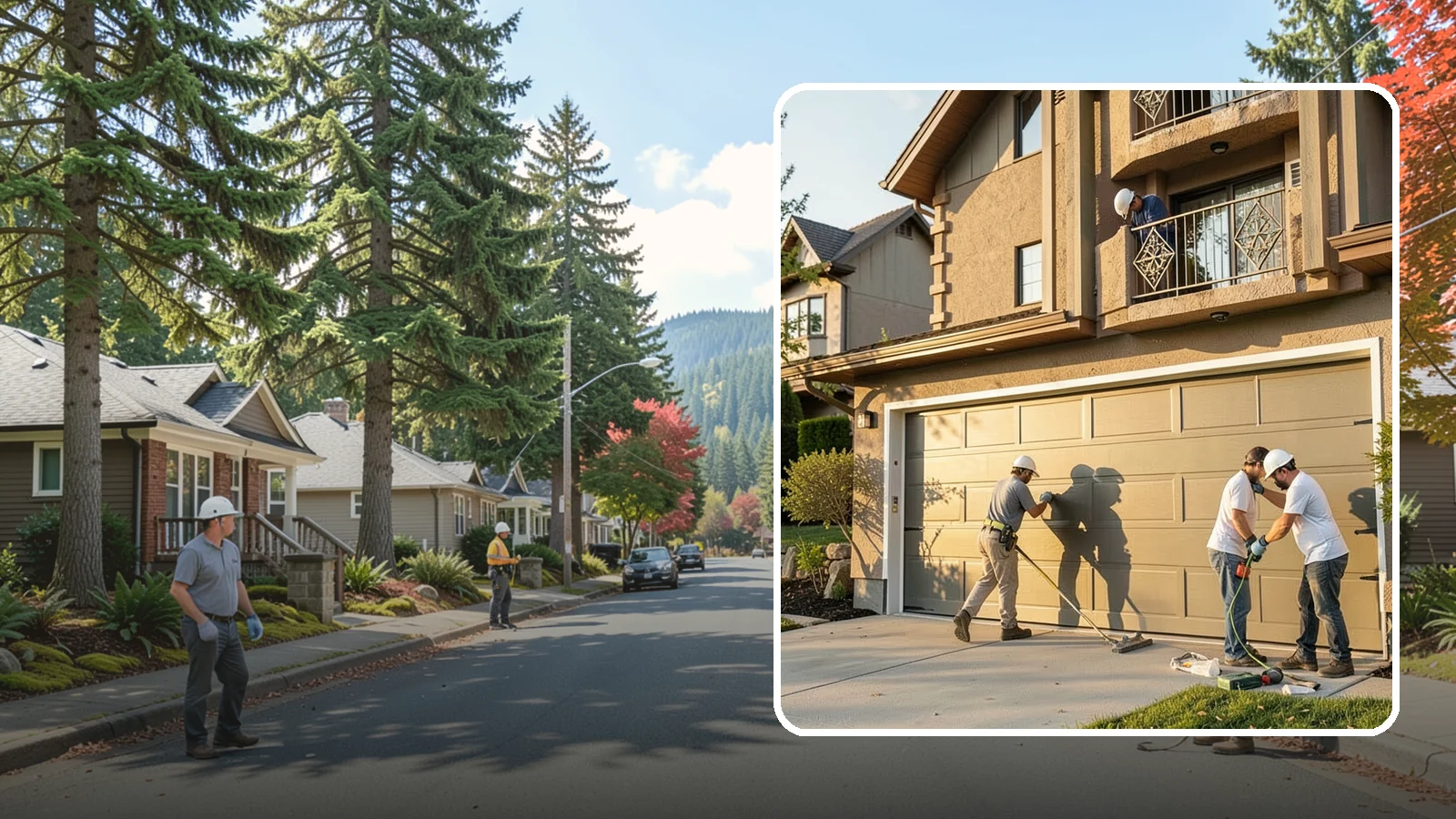 Garage Door Replacement in Hunts Point, King County, WA - Removing an old or damaged garage door and replacing it with a modern, efficient, better-sealed unit.