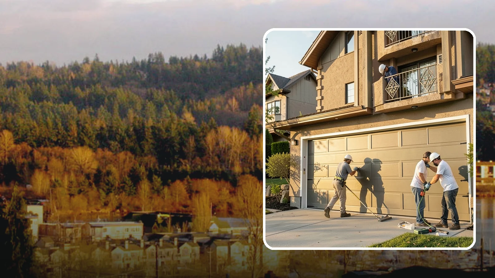 Garage Door Replacement in Kenmore, King County, WA - Removing an old or damaged garage door and replacing it with a modern, efficient, better-sealed unit.