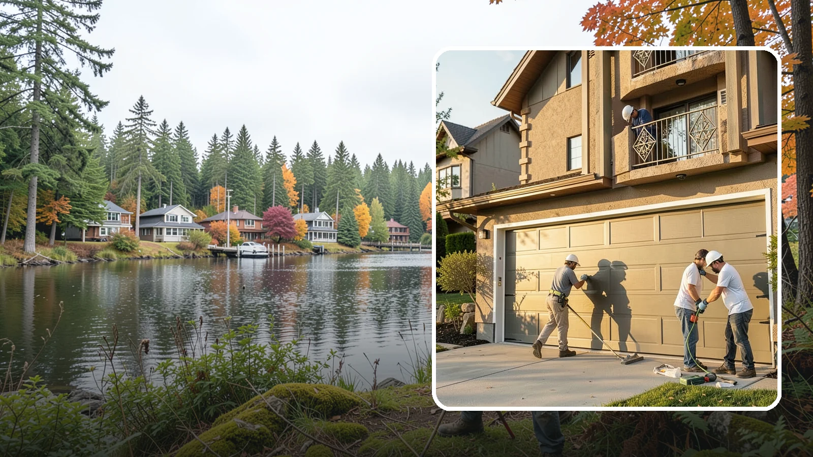 Garage Door Replacement in La Conner, Skagit County, WA - Removing an old or damaged garage door and replacing it with a modern, efficient, better-sealed unit.