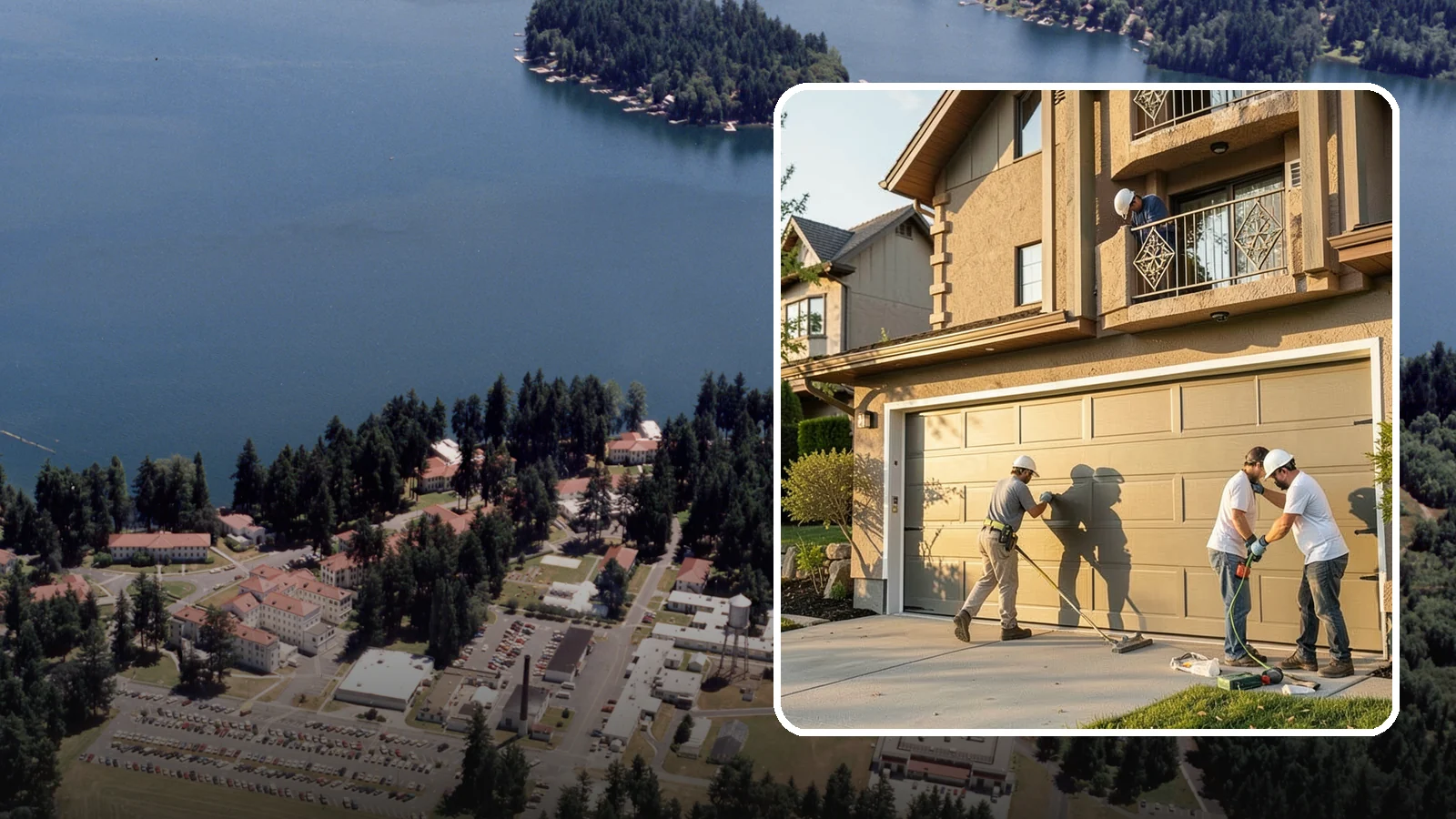 Garage Door Replacement in Lakewood, Pierce County, WA - Removing an old or damaged garage door and replacing it with a modern, efficient, better-sealed unit.