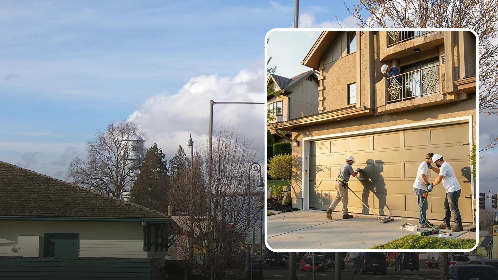 Garage Door Replacement in Marysville, Snohomish County, WA - Removing an old or damaged garage door and replacing it with a modern, efficient, better-sealed unit.