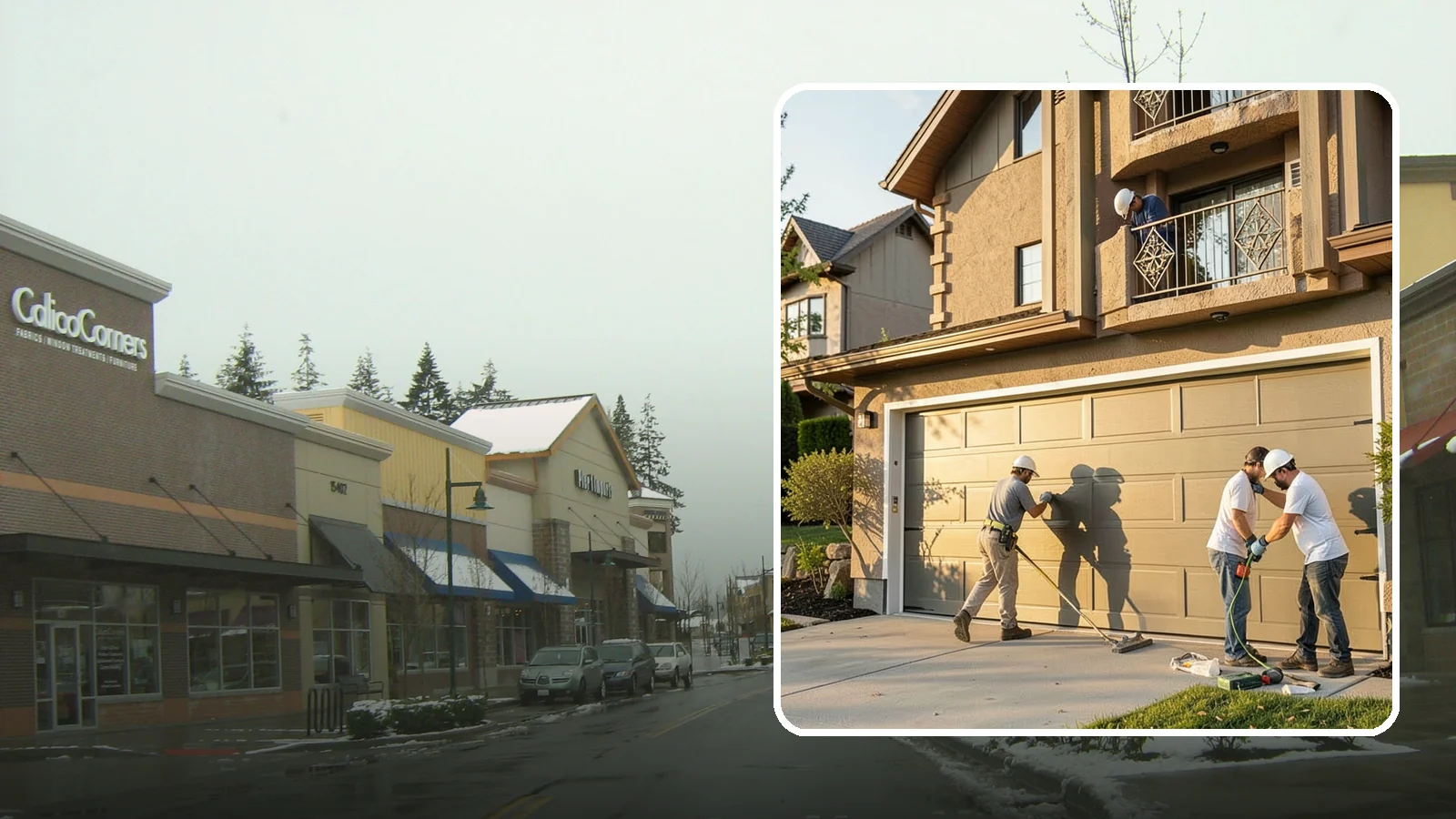 Garage Door Replacement in Mill Creek, Snohomish County, WA - Removing an old or damaged garage door and replacing it with a modern, efficient, better-sealed unit.