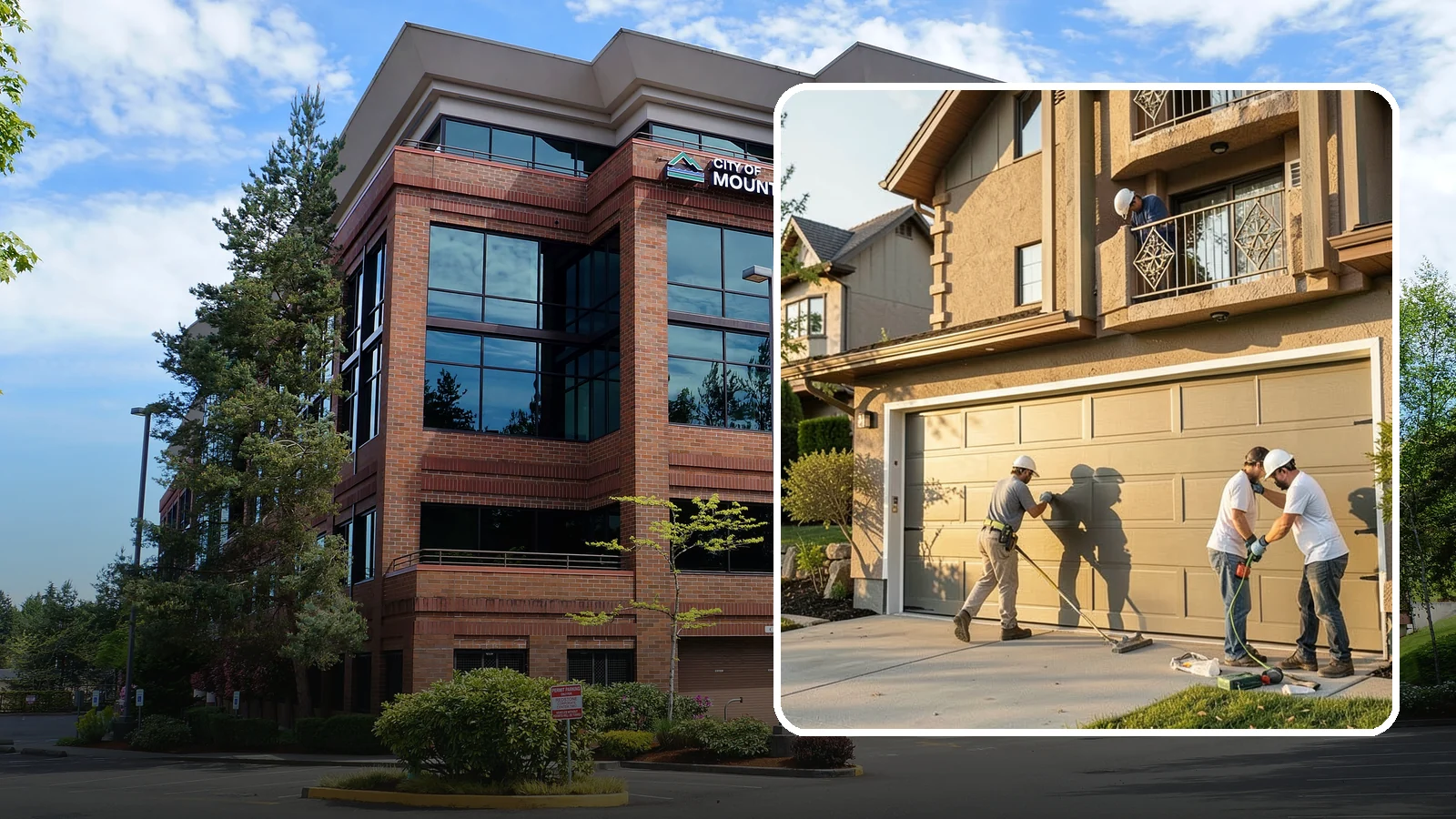 Garage Door Replacement in Mountlake Terrace, Snohomish County, WA - Removing an old or damaged garage door and replacing it with a modern, efficient, better-sealed unit.