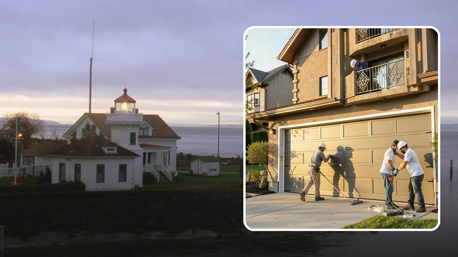 Garage Door Replacement in Mukilteo, Snohomish County, WA - Removing an old or damaged garage door and replacing it with a modern, efficient, better-sealed unit.