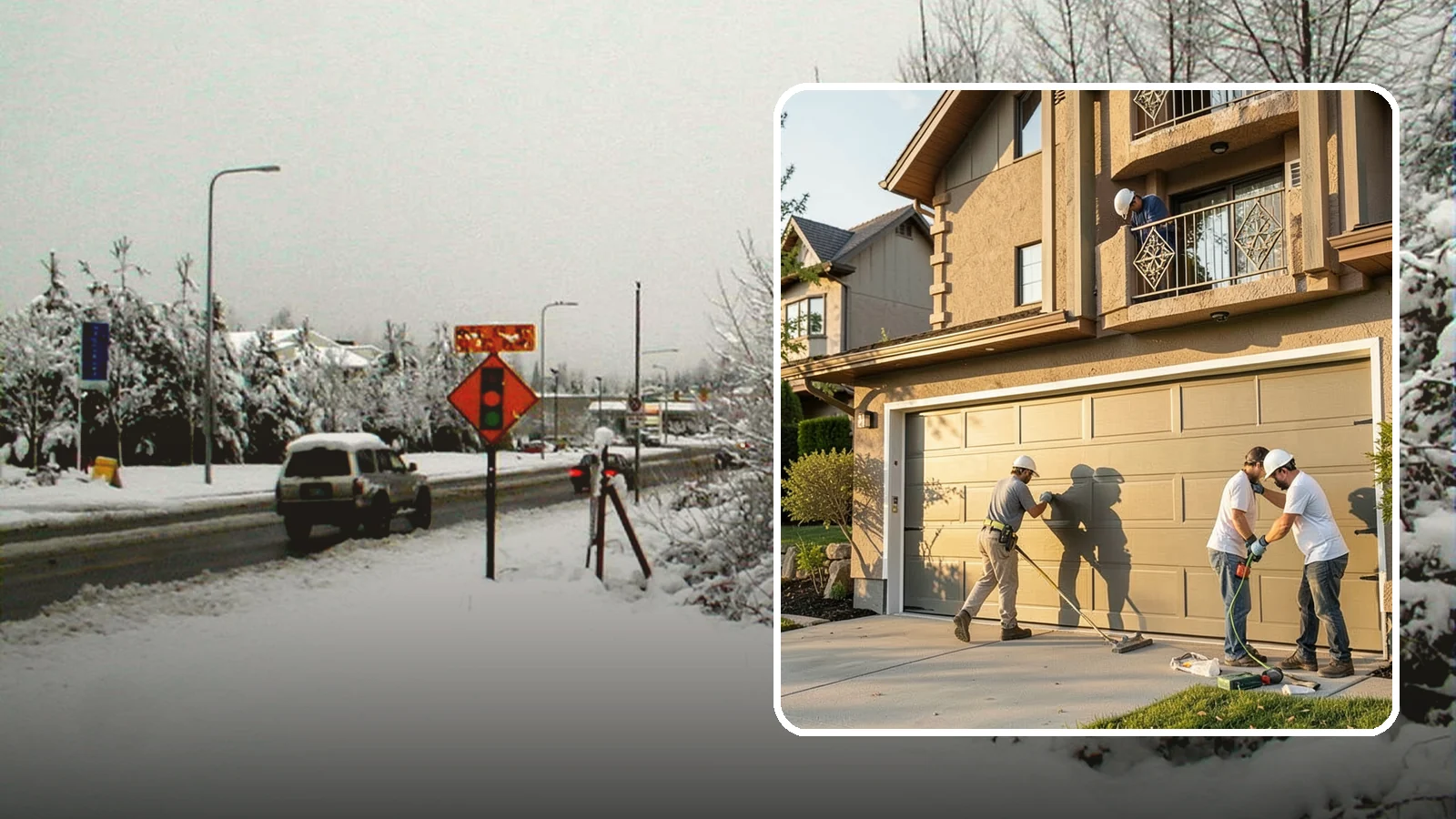 Garage Door Replacement in Newcastle, King County, WA - Removing an old or damaged garage door and replacing it with a modern, efficient, better-sealed unit.
