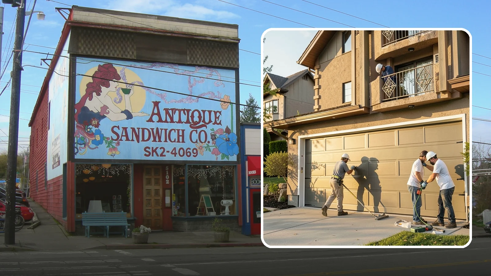 Garage Door Replacement in Ruston, Pierce County, WA - Removing an old or damaged garage door and replacing it with a modern, efficient, better-sealed unit.