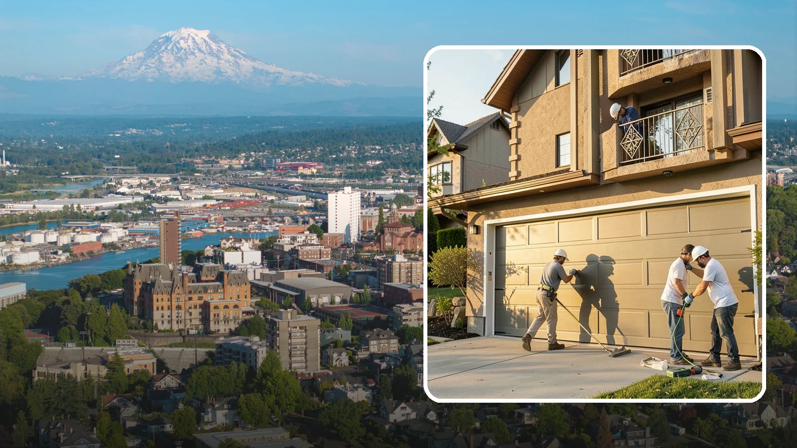 Garage Door Replacement in Tacoma, Pierce County, WA - Removing an old or damaged garage door and replacing it with a modern, efficient, better-sealed unit.