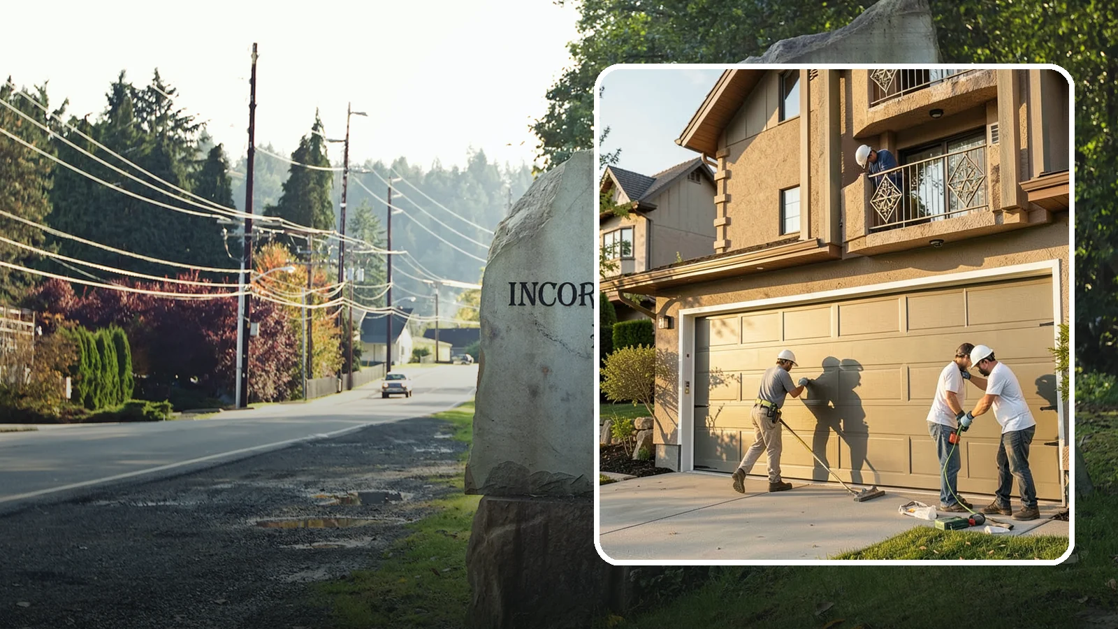 Garage Door Replacement in Wilkeson, Pierce County, WA - Removing an old or damaged garage door and replacing it with a modern, efficient, better-sealed unit.
