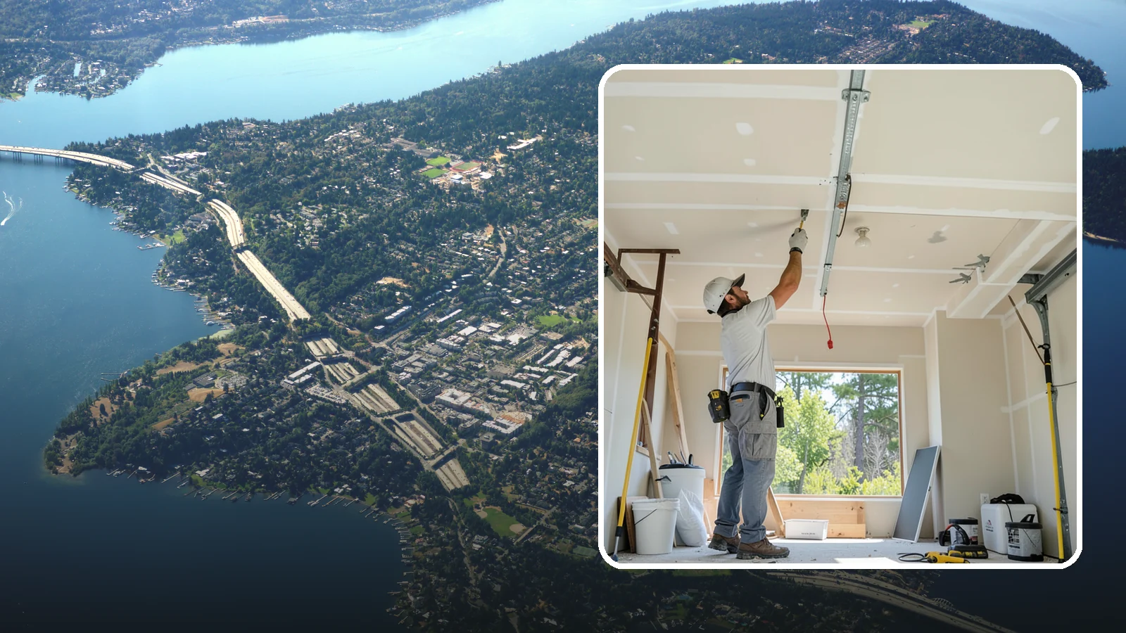 Garage Drywall in Mercer Island, King County, WA - Hanging, taping, and finishing drywall to give garage walls and ceilings a clean, fire-rated surface.