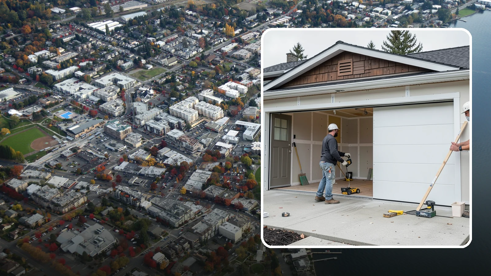 Garage Finishing in Kirkland, King County, WA - Finishing out bare studs and concrete into a clean, insulated interior ready for everyday use.