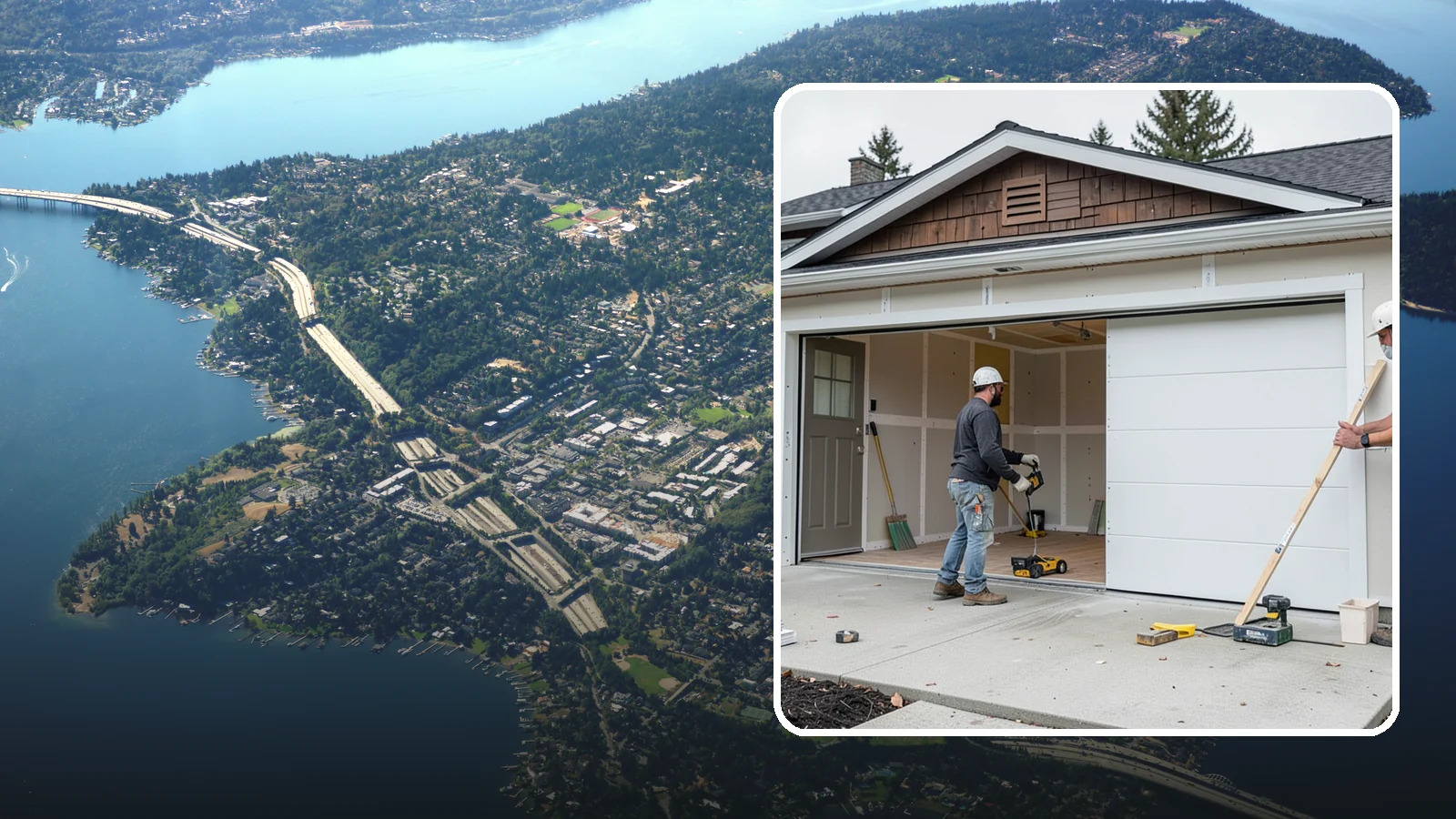 Garage Finishing in Mercer Island, King County, WA - Finishing out bare studs and concrete into a clean, insulated interior ready for everyday use.