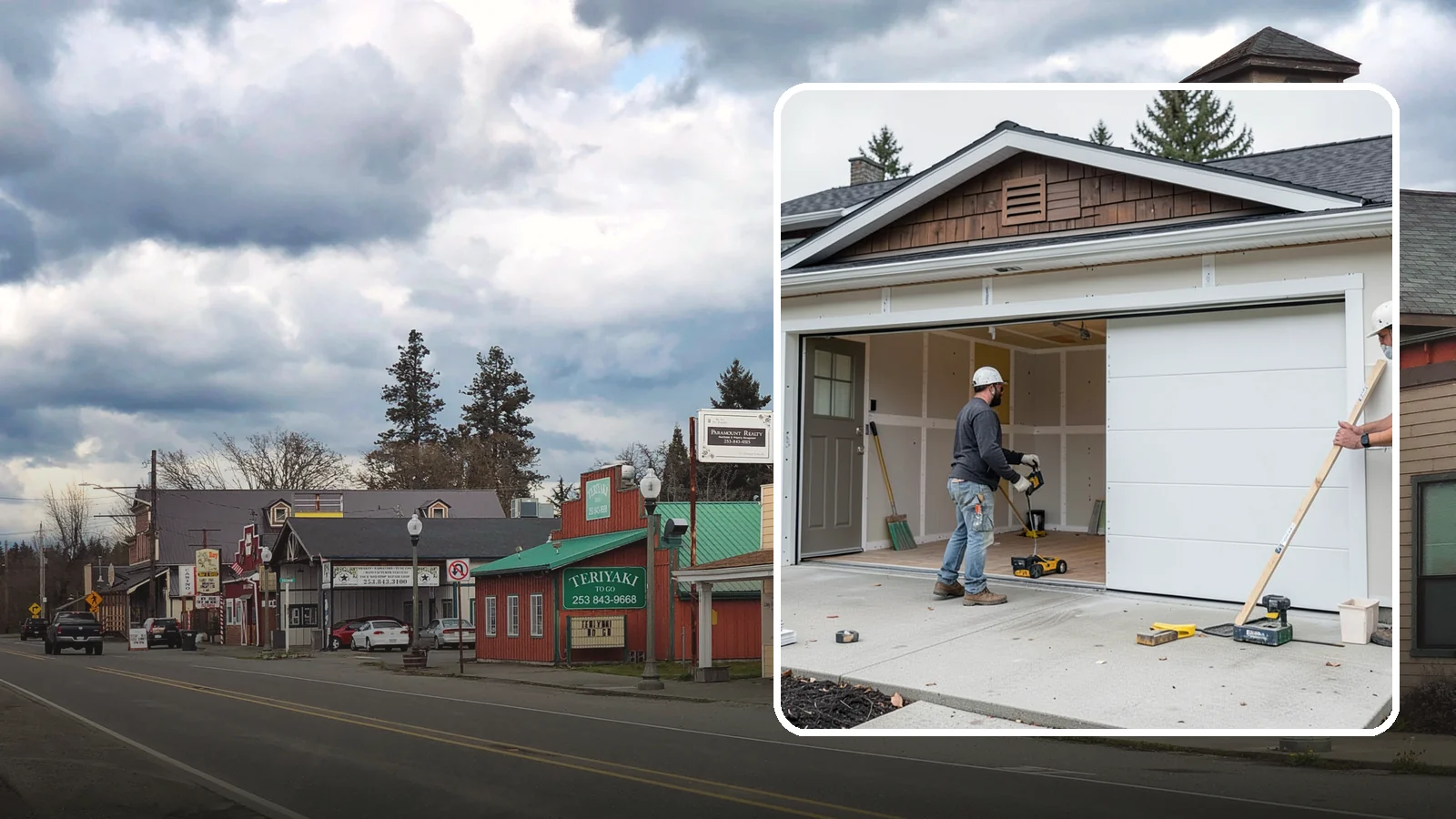 Garage Finishing in Roy, Pierce County, WA - Finishing out bare studs and concrete into a clean, insulated interior ready for everyday use.