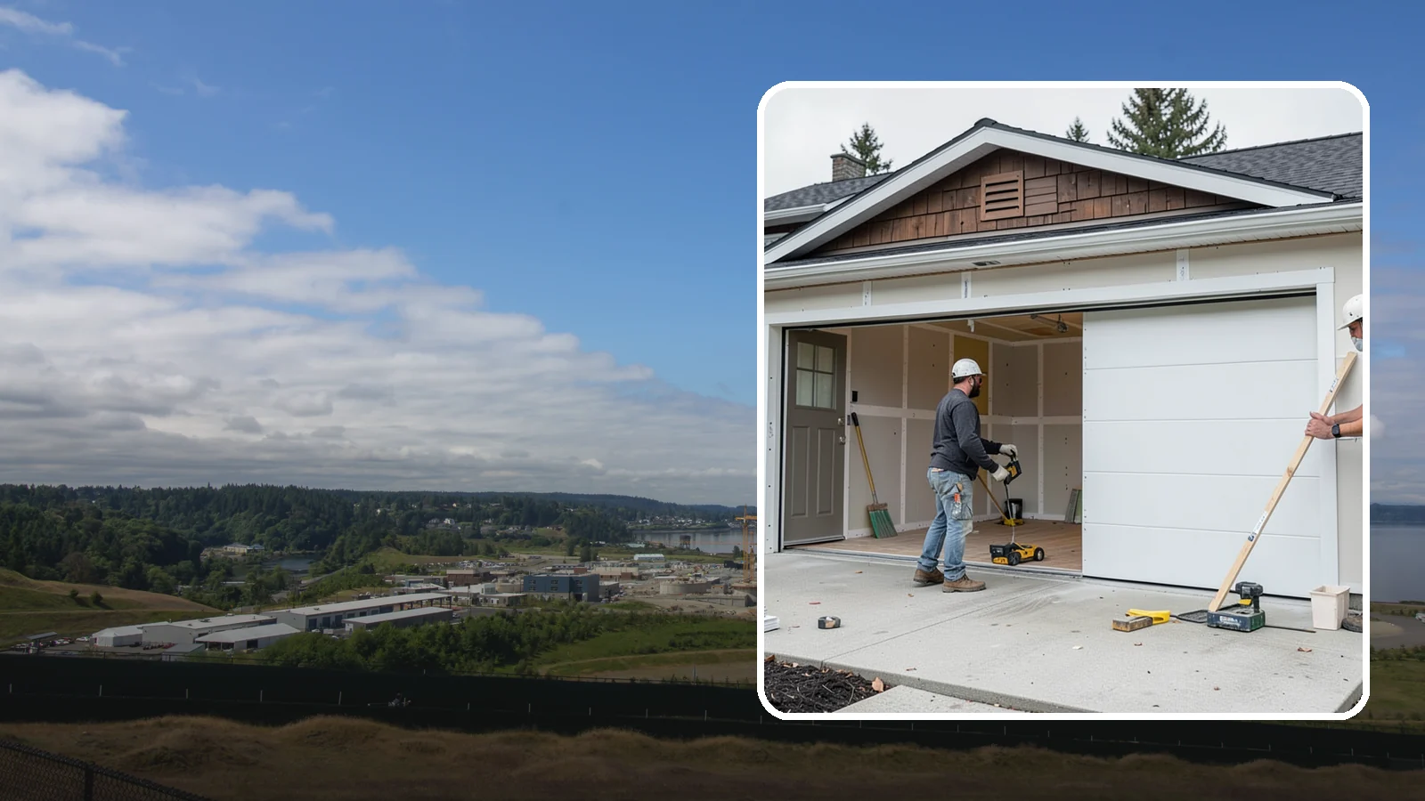 Garage Finishing in University Place, Pierce County, WA - Finishing out bare studs and concrete into a clean, insulated interior ready for everyday use.
