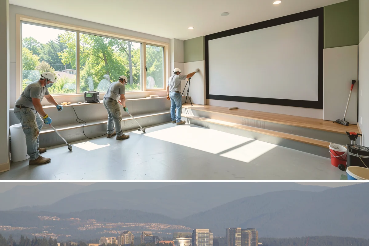 Garage Flooring Installation in Medina, King County, WA - Warmer, drier months aid coating cure times, though we manage garage conditions to install successfully in cooler seasons.