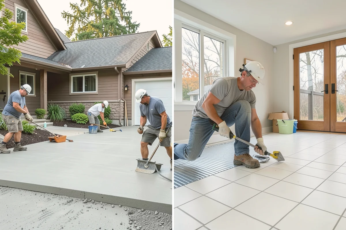 Garage Flooring Installation in Milton, King County, WA - Grind and profile the concrete