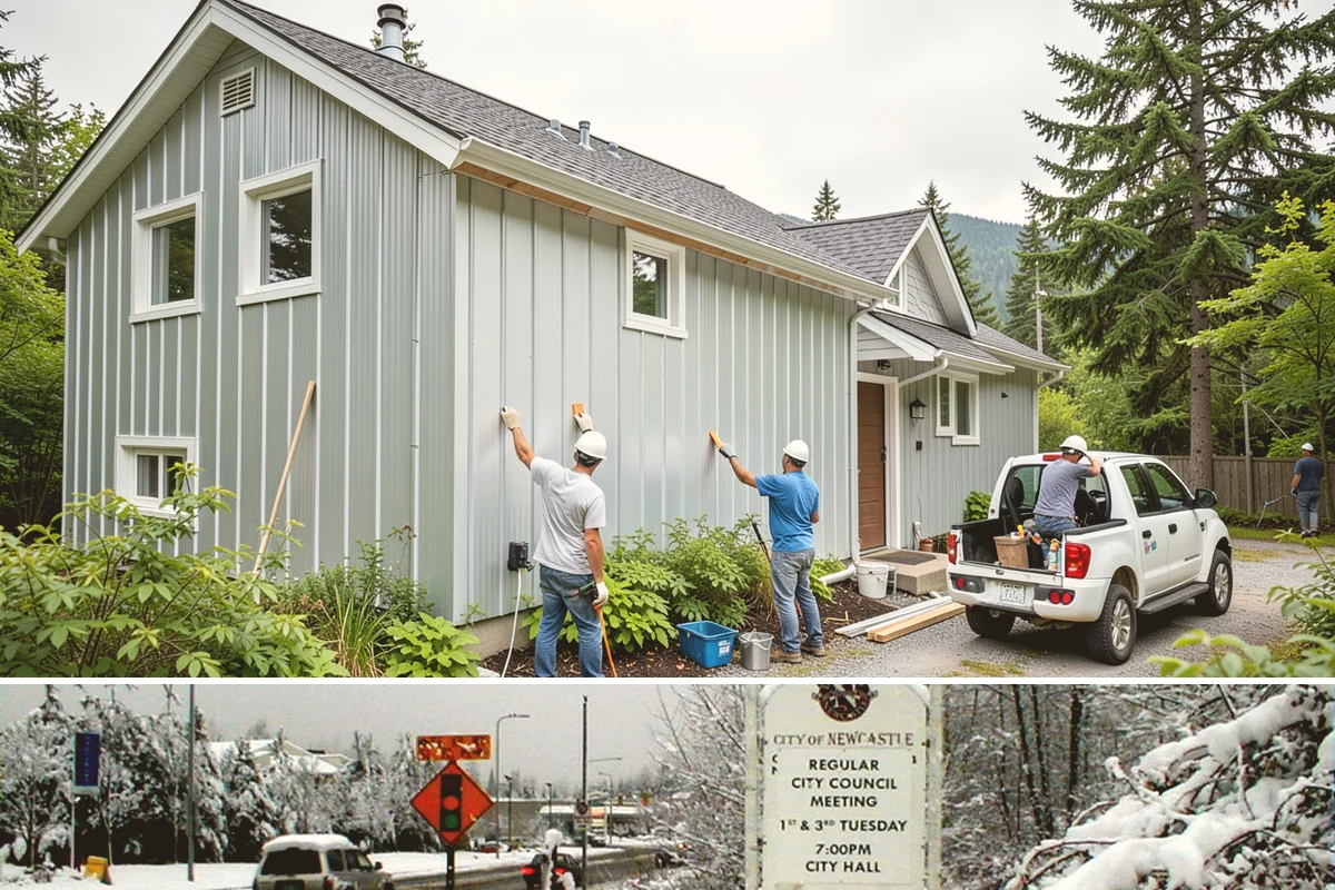 Garage Painting in Newcastle, King County, WA - Garage painting can be done year-round, though mild dry days help ventilation and speed drying.