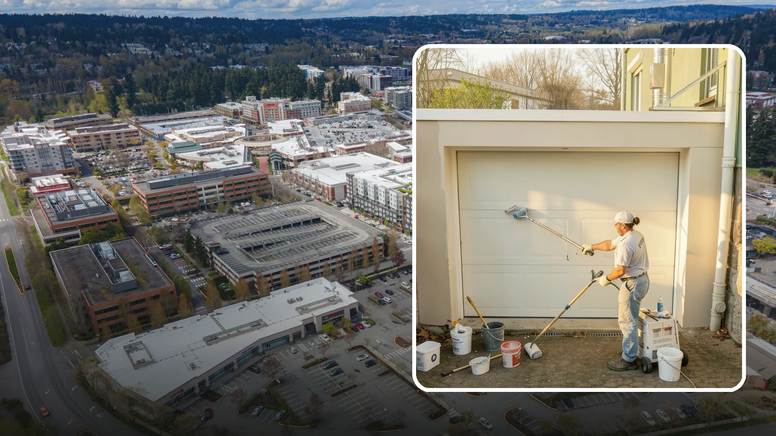 Garage Painting in Redmond, King County, WA - Garage painting refreshes walls, ceilings, and trim to make the space cleaner and brighter.