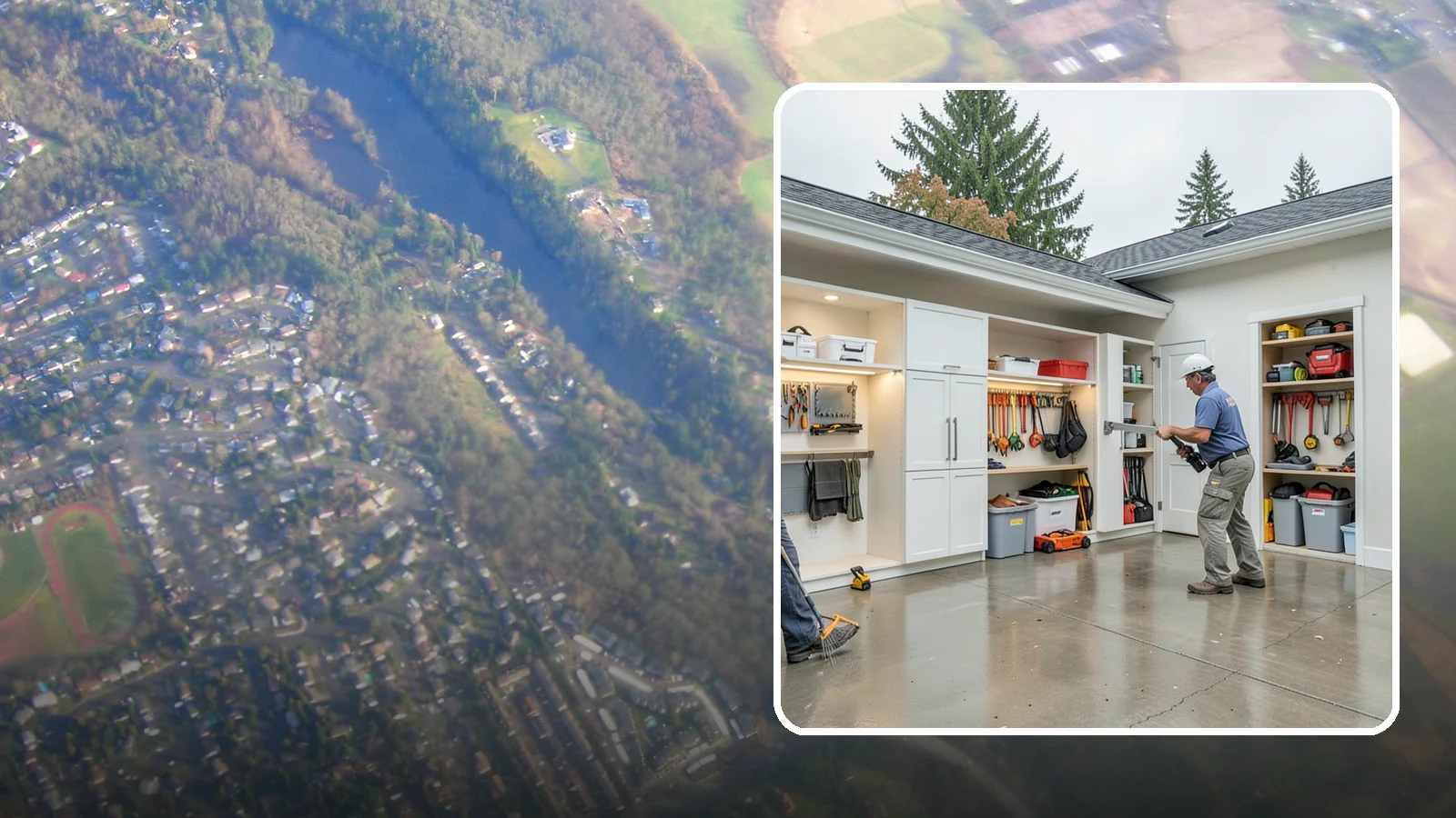 Garage Storage System in Algona, King County, WA - Designing and installing organized storage systems that free up floor space and keep gear off damp concrete.