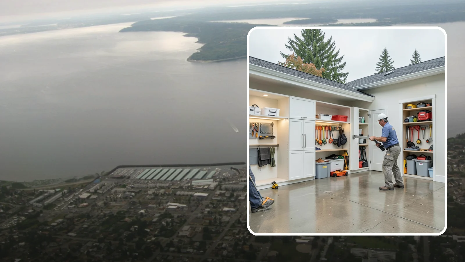 Garage Storage System in Des Moines, King County, WA - Designing and installing organized storage systems that free up floor space and keep gear off damp concrete.