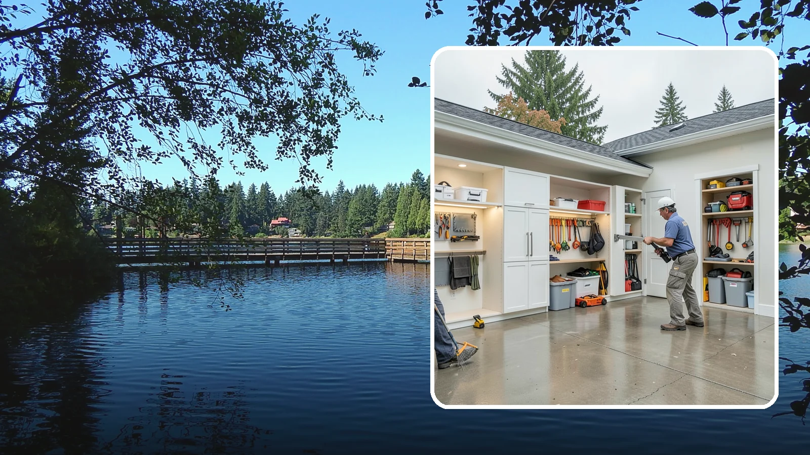 Garage Storage System in Federal Way, King County, WA - Designing and installing organized storage systems that free up floor space and keep gear off damp concrete.