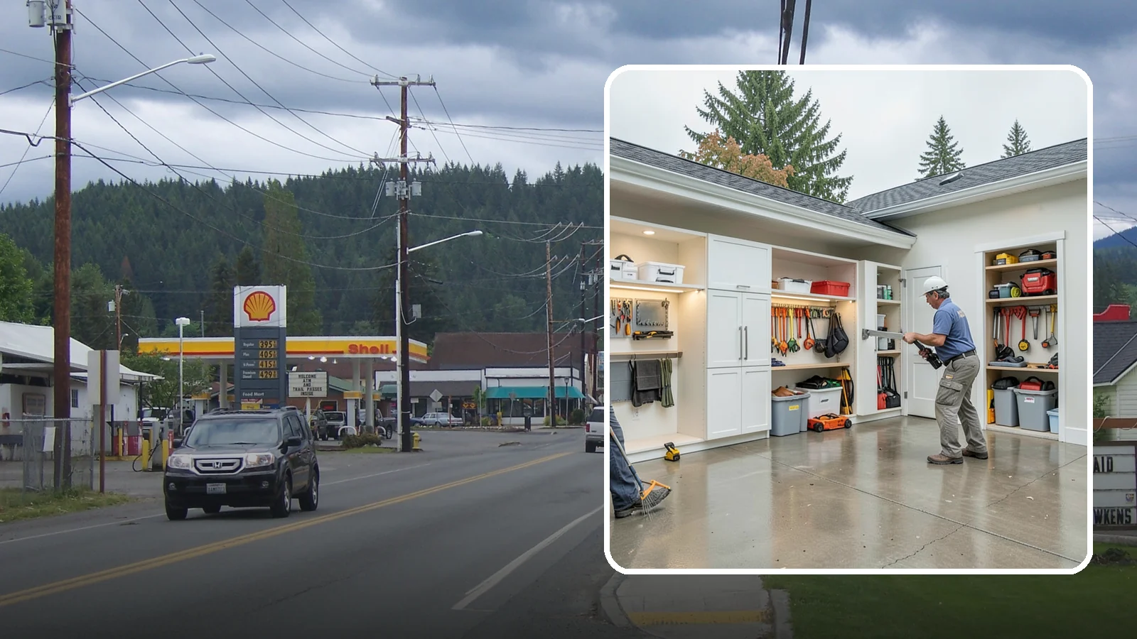 Garage Storage System in Granite Falls, Snohomish County, WA - Designing and installing organized storage systems that free up floor space and keep gear off damp concrete.