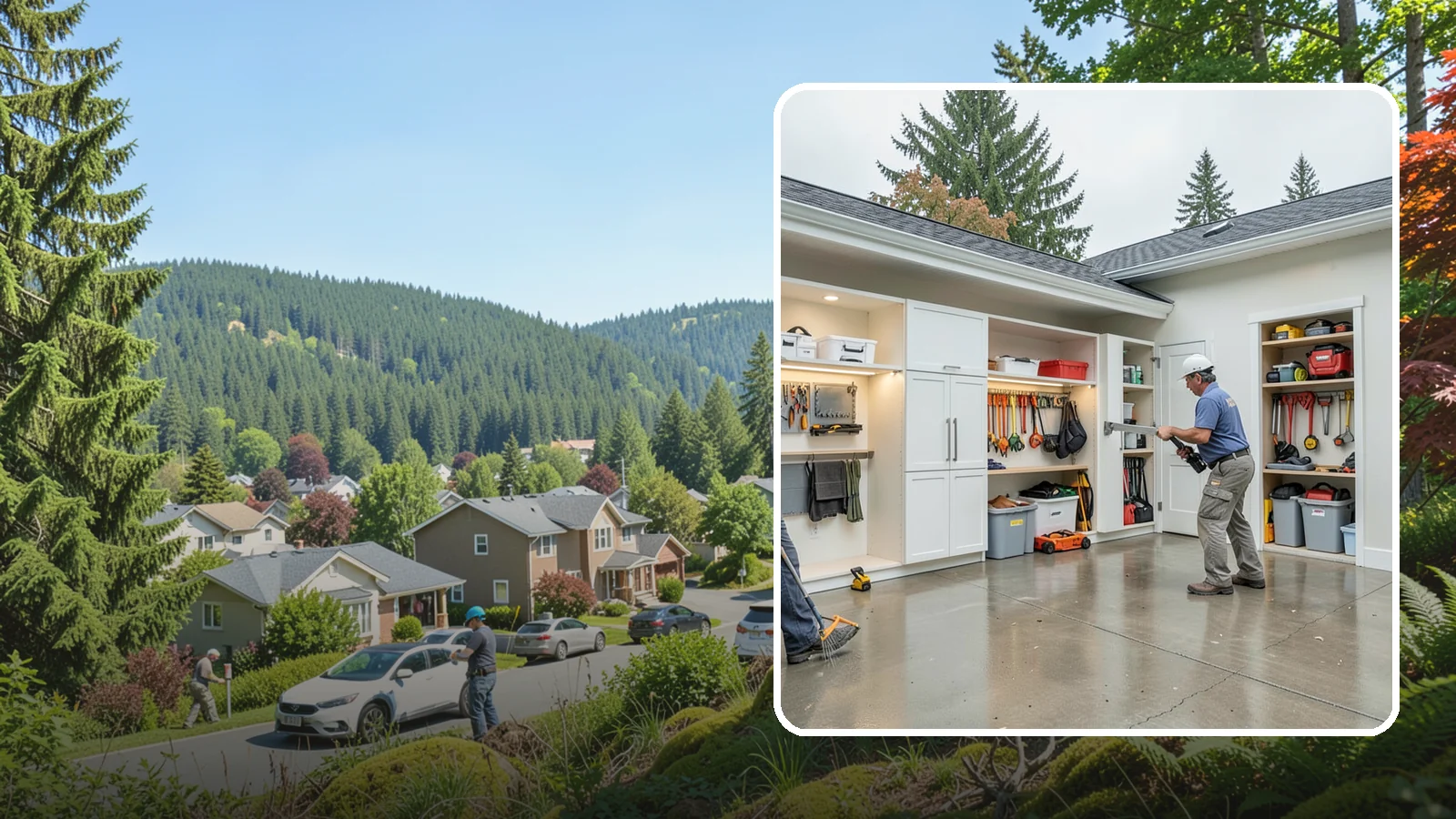 Garage Storage System in Index, Snohomish County, WA - Designing and installing organized storage systems that free up floor space and keep gear off damp concrete.
