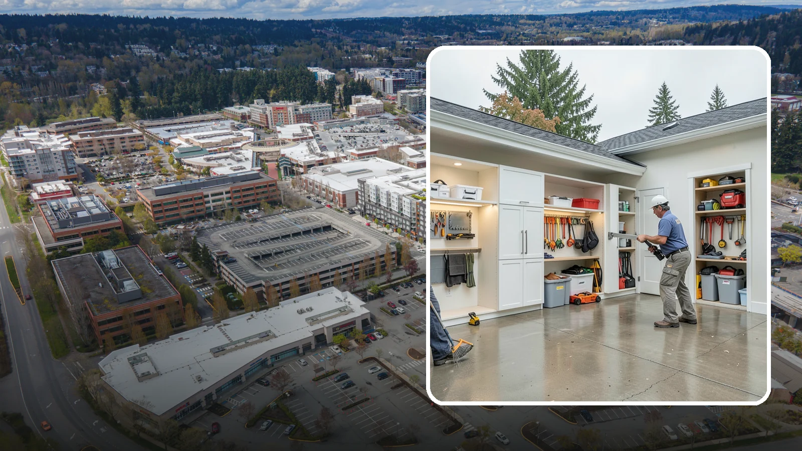 Garage Storage System in Redmond, King County, WA - Designing and installing organized storage systems that free up floor space and keep gear off damp concrete.