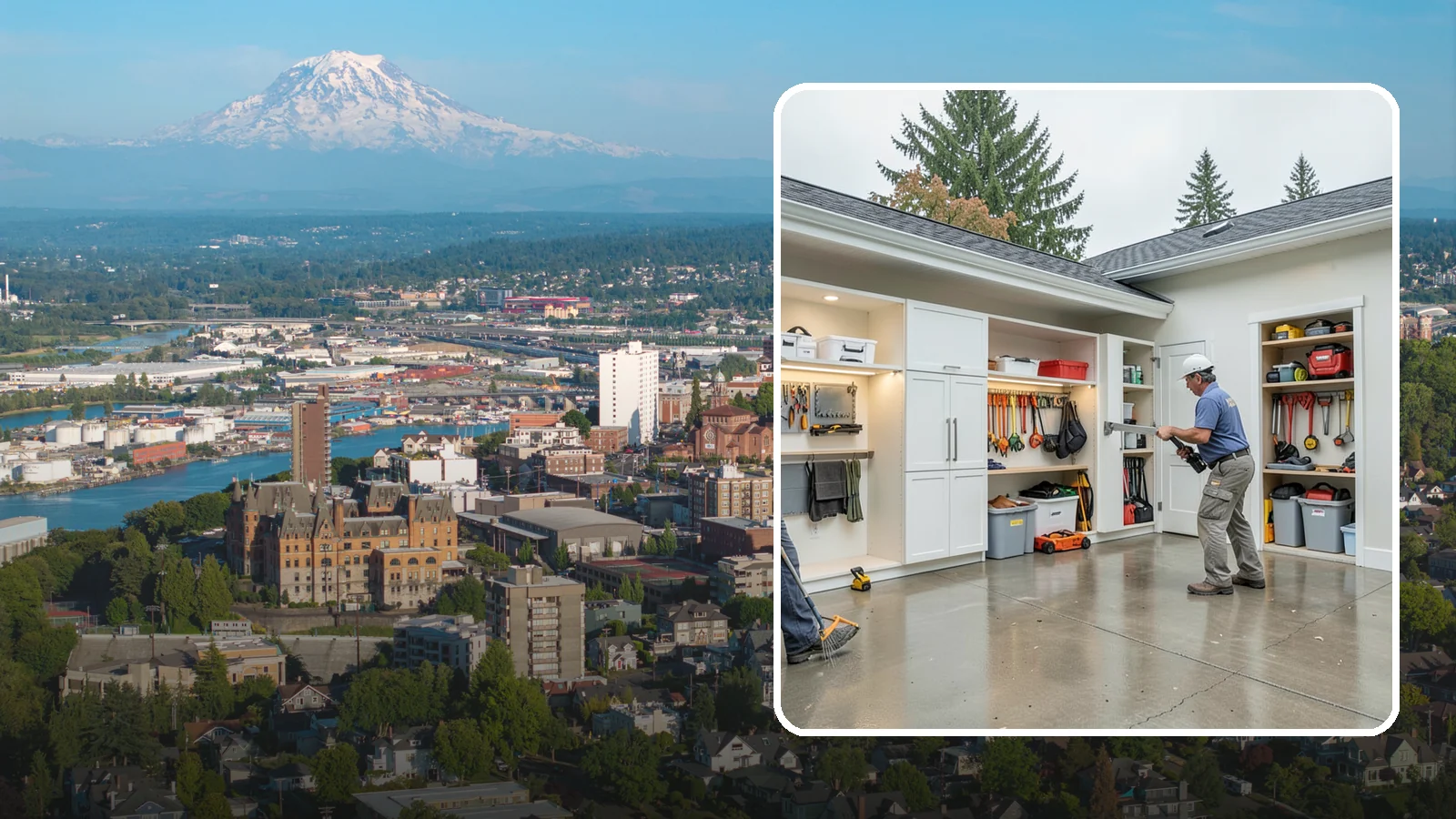 Garage Storage System in Tacoma, Pierce County, WA - Designing and installing organized storage systems that free up floor space and keep gear off damp concrete.