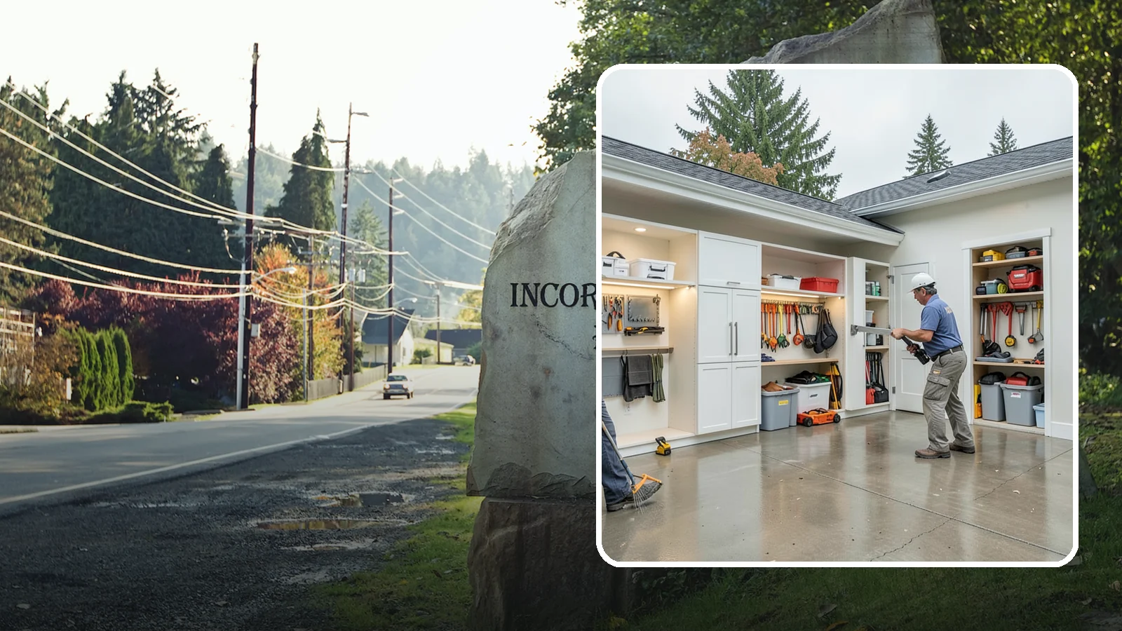 Garage Storage System in Wilkeson, Pierce County, WA - Designing and installing organized storage systems that free up floor space and keep gear off damp concrete.