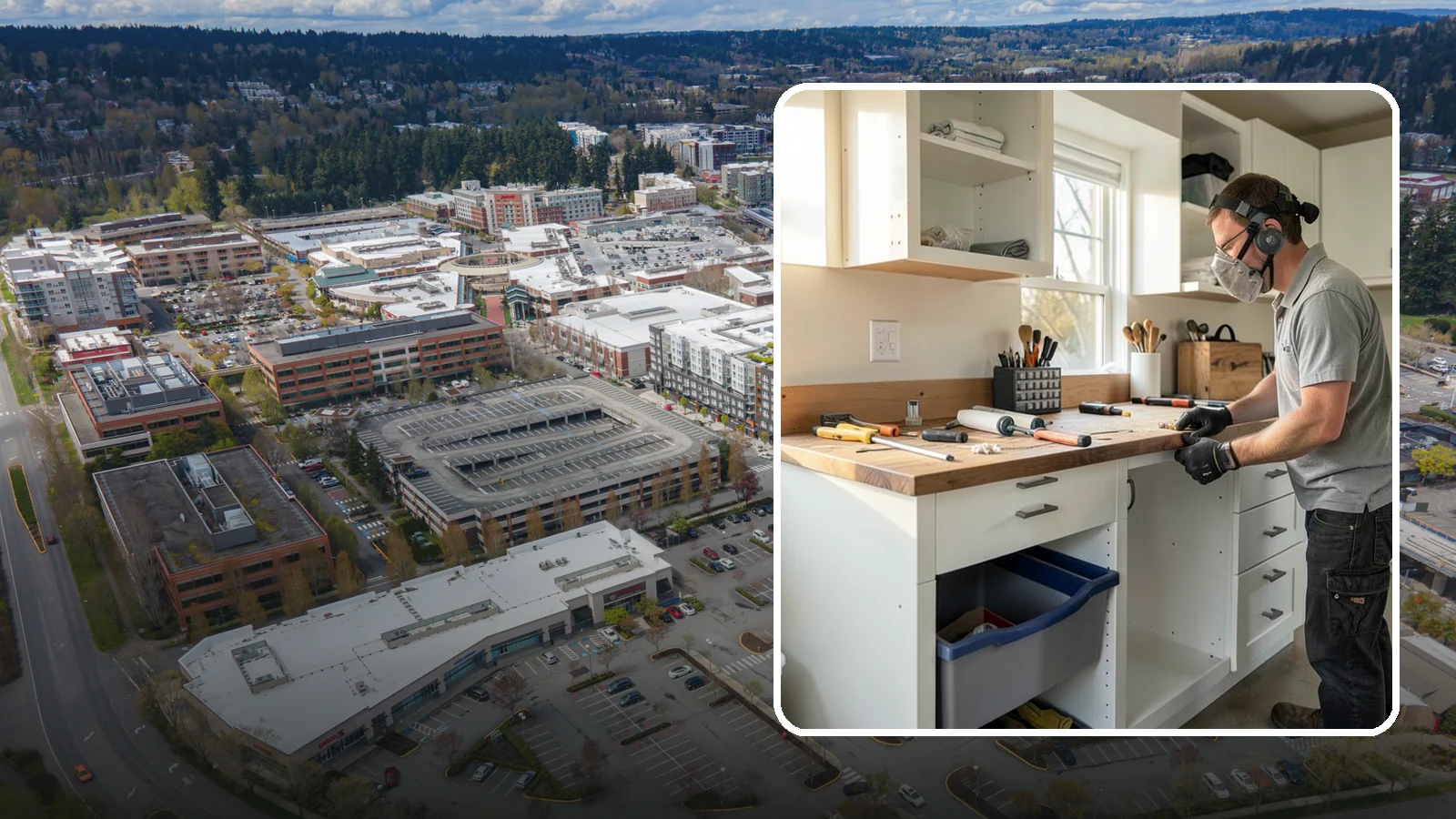 Garage Workbench Installation in Redmond, King County, WA - Building a solid, well-lit workbench tailored to your projects and available garage space.