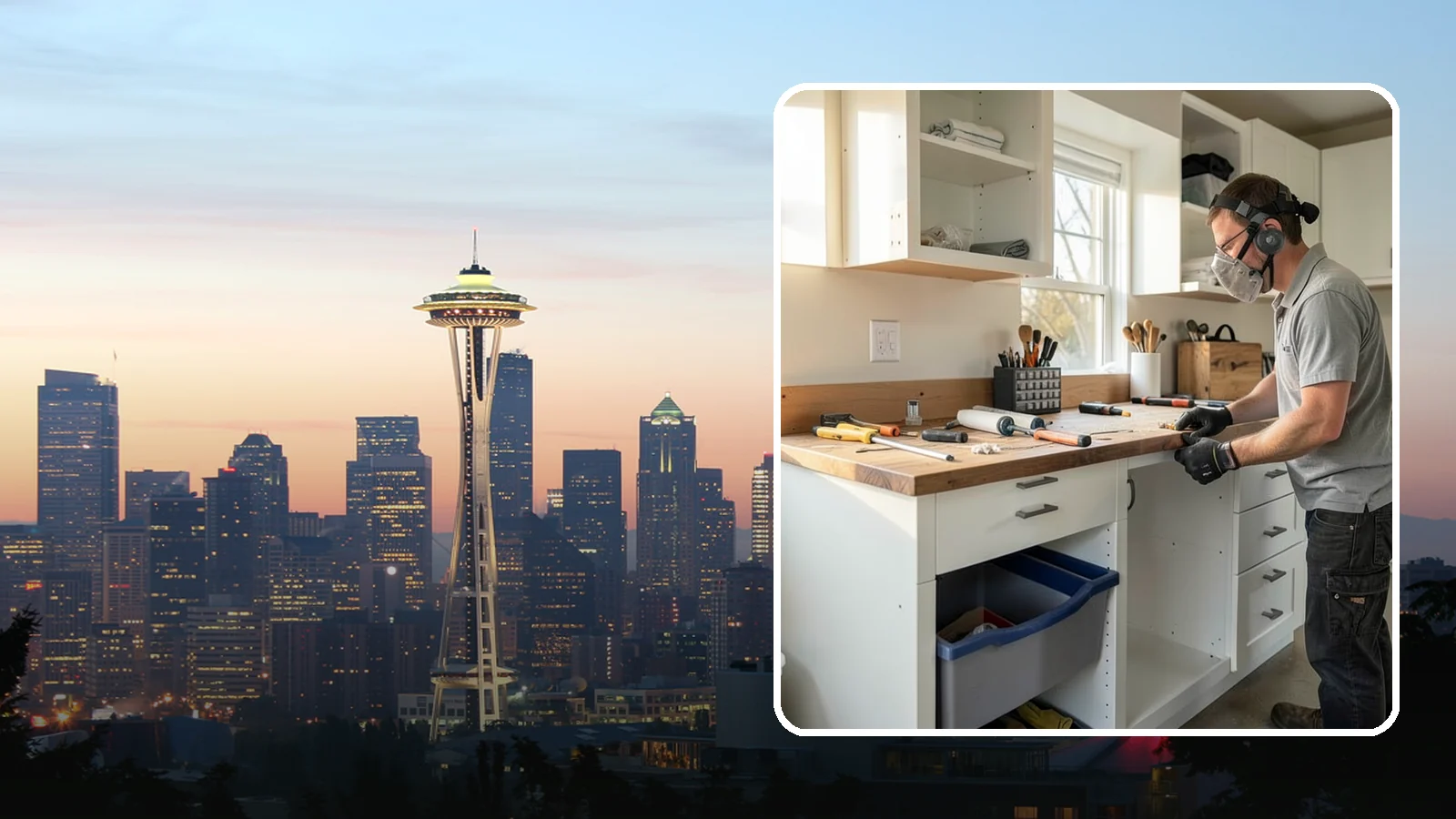 Garage Workbench Installation in Seattle, King County, WA - Building a solid, well-lit workbench tailored to your projects and available garage space.
