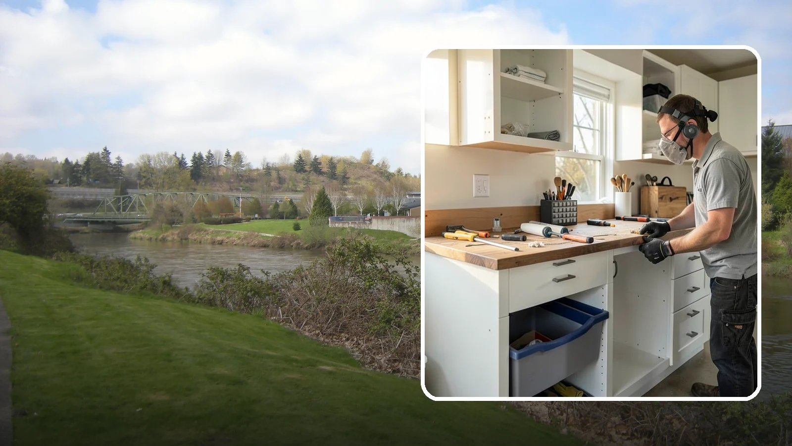Garage Workbench Installation in Tukwila, King County, WA - Building a solid, well-lit workbench tailored to your projects and available garage space.