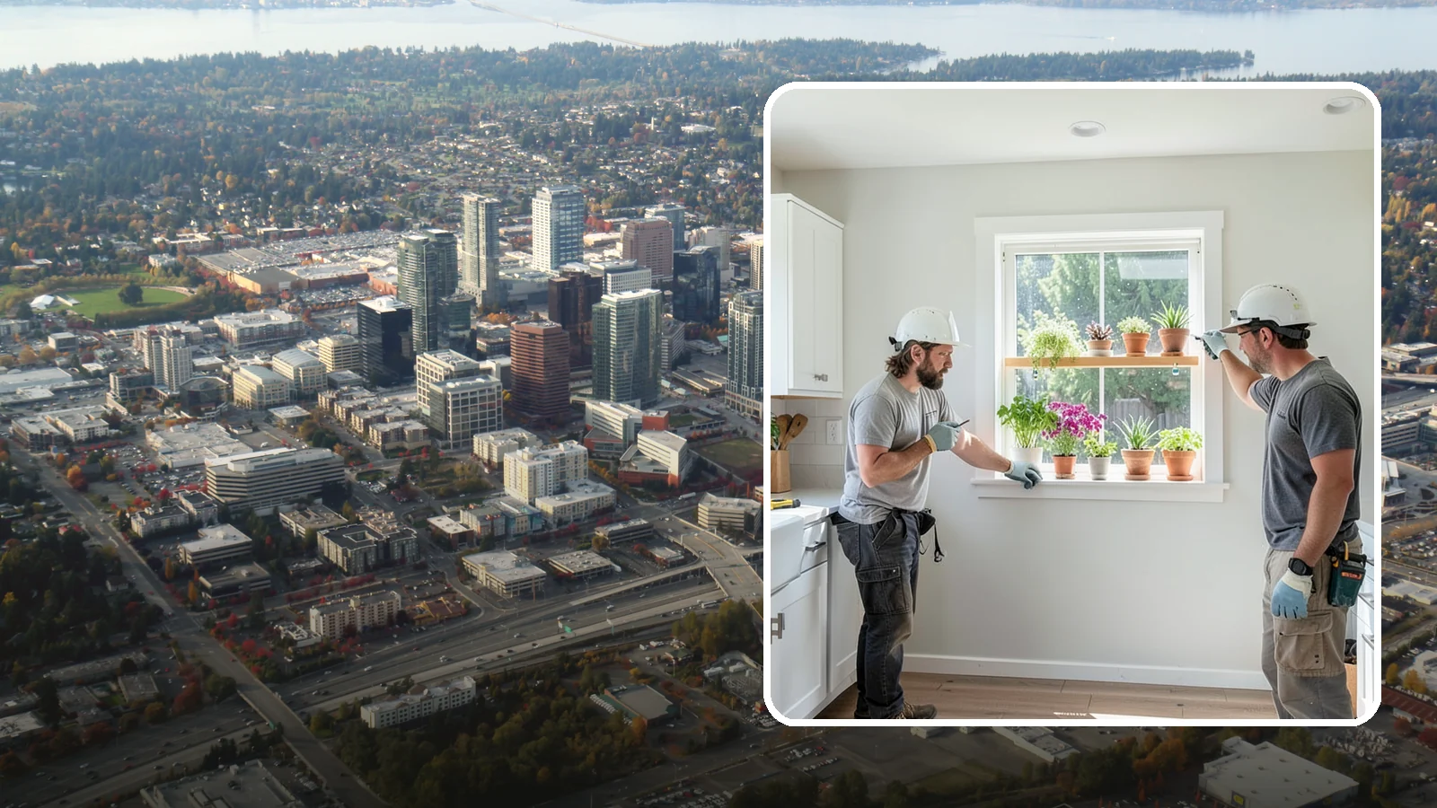 Garden Window Installation in Bellevue, King County, WA - Installing projecting garden windows that create a sunny shelf for herbs, plants, and kitchen greenery.