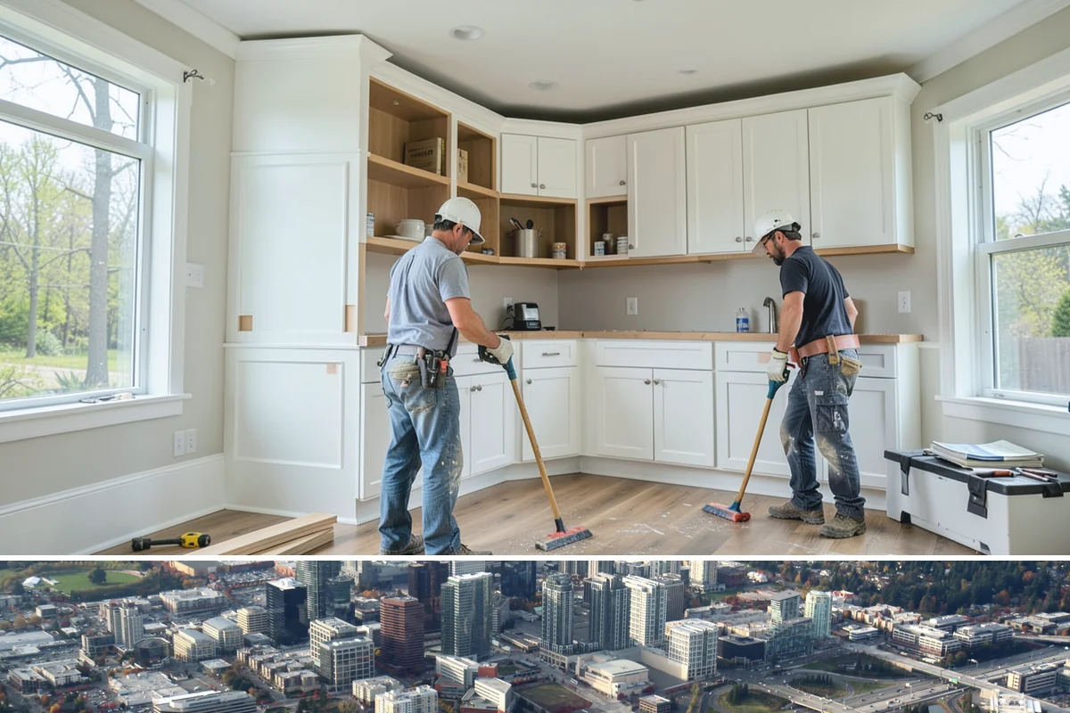 Garden Window Installation in Bellevue, King County, WA - Garden window installs are best done in drier weather since the wall opening is temporarily extended outward.