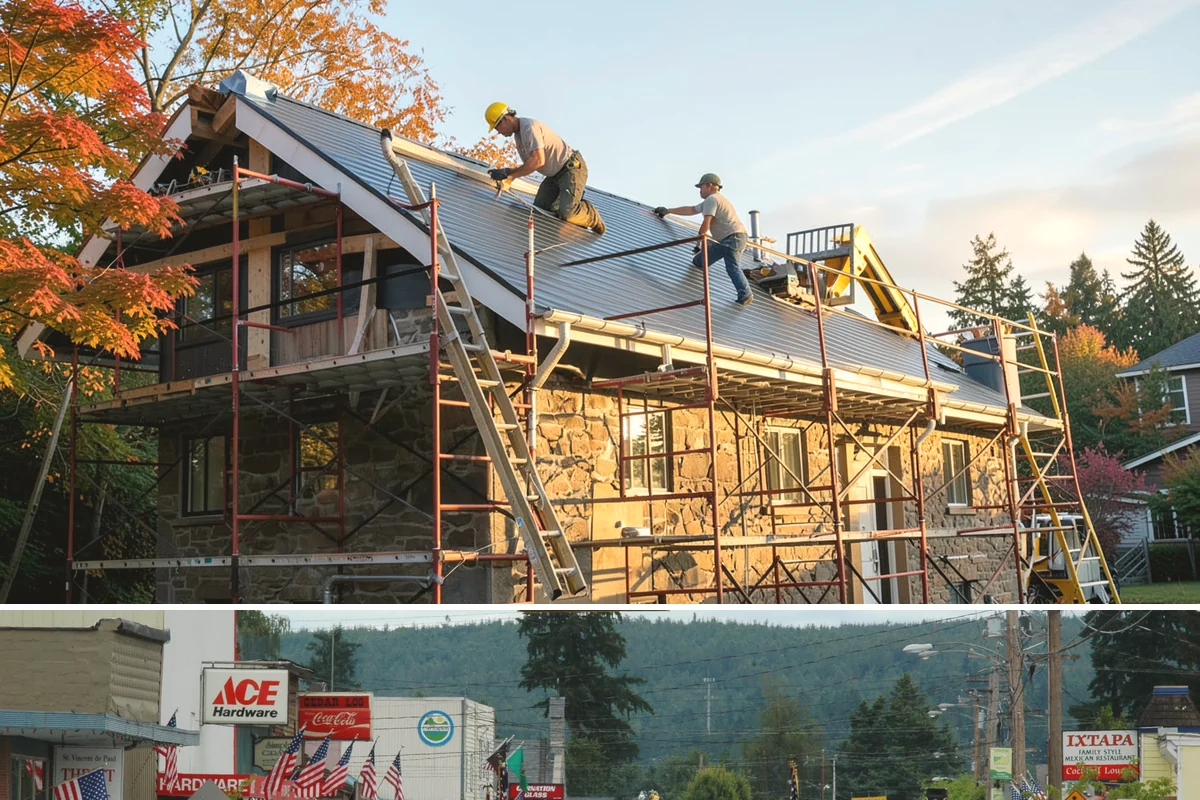 Garden Window Installation in Carnation, King County, WA - Garden window installs are best done in drier weather since the wall opening is temporarily extended outward.