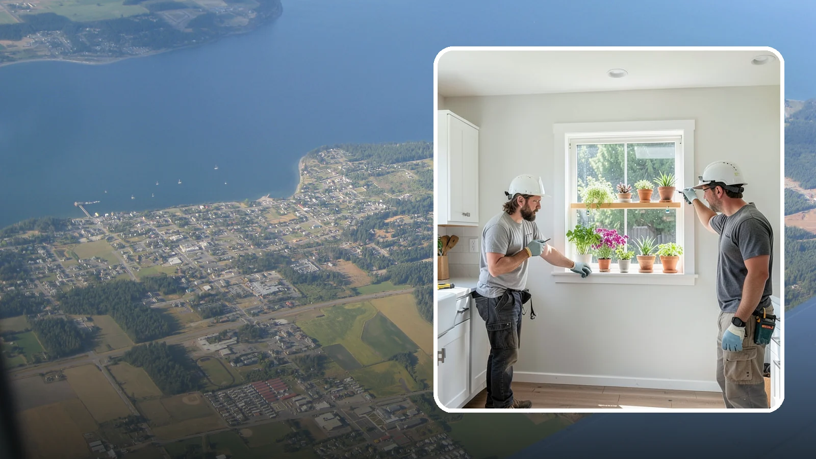 Garden Window Installation in Coupeville, Island County, WA - Installing projecting garden windows that create a sunny shelf for herbs, plants, and kitchen greenery.