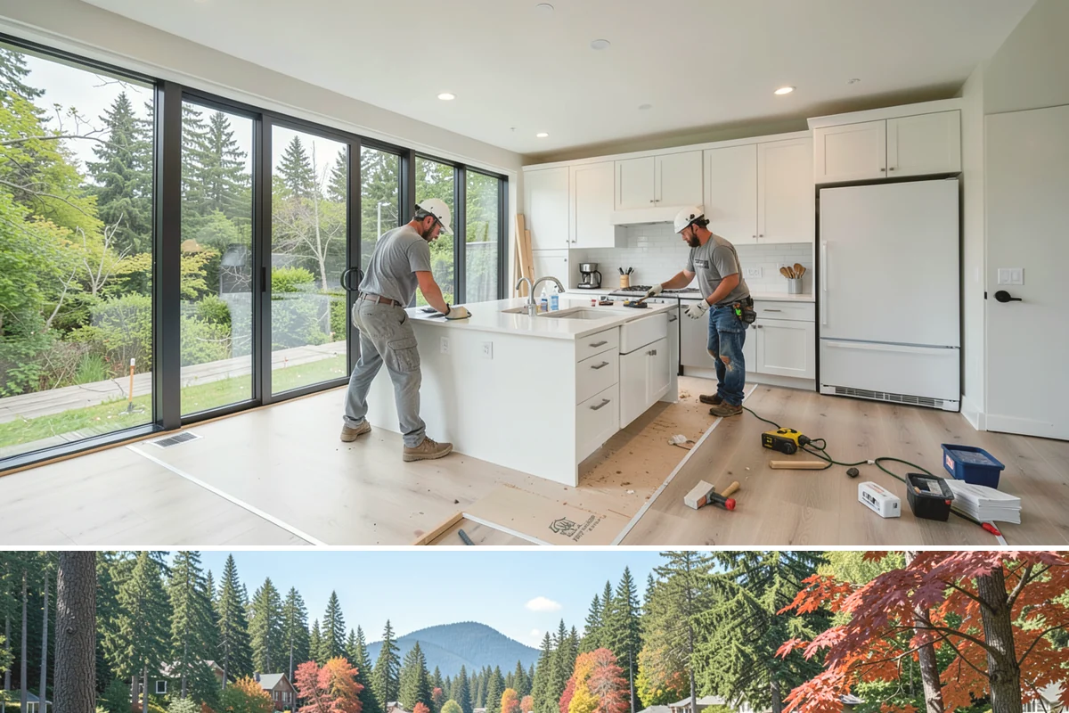 Garden Window Installation in Covington, King County, WA - Garden window installs are best done in drier weather since the wall opening is temporarily extended outward.