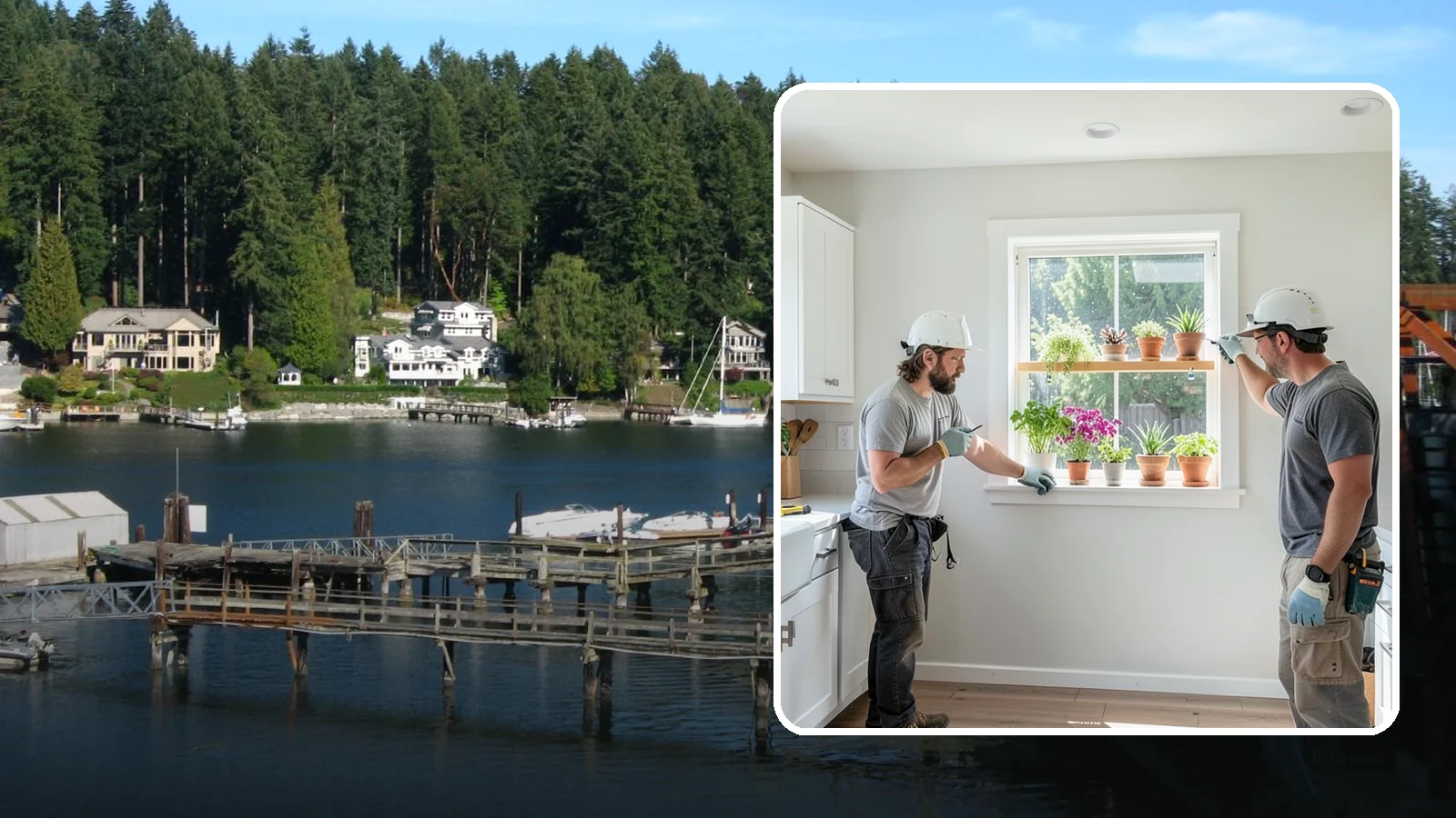 Garden Window Installation in Gig Harbor, Pierce County, WA - Installing projecting garden windows that create a sunny shelf for herbs, plants, and kitchen greenery.