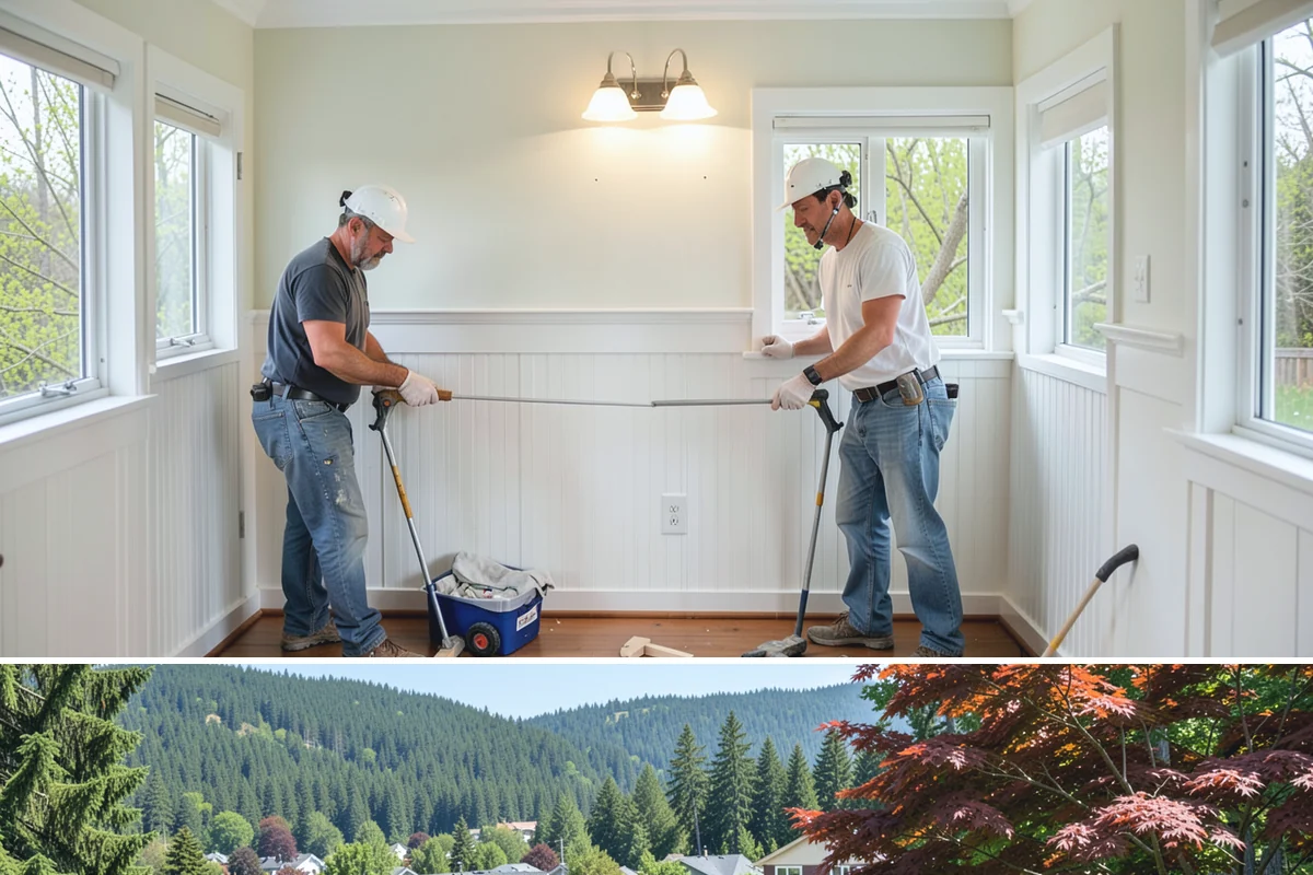 Garden Window Installation in Index, Snohomish County, WA - Garden window installs are best done in drier weather since the wall opening is temporarily extended outward.