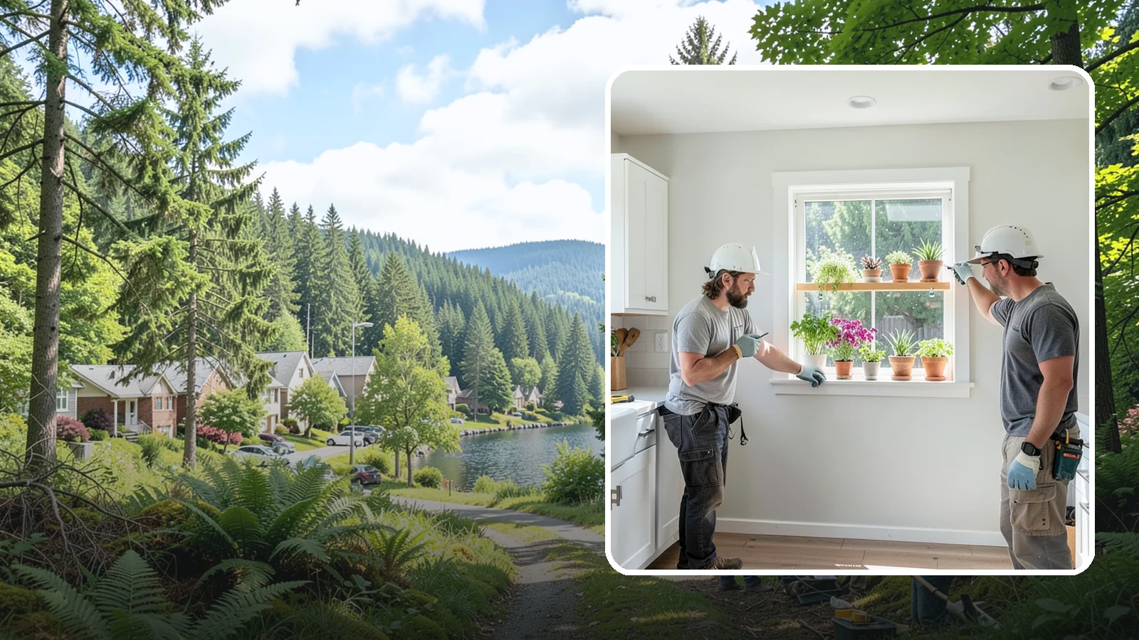 Garden Window Installation in Lake Forest Park, King County, WA - Installing projecting garden windows that create a sunny shelf for herbs, plants, and kitchen greenery.