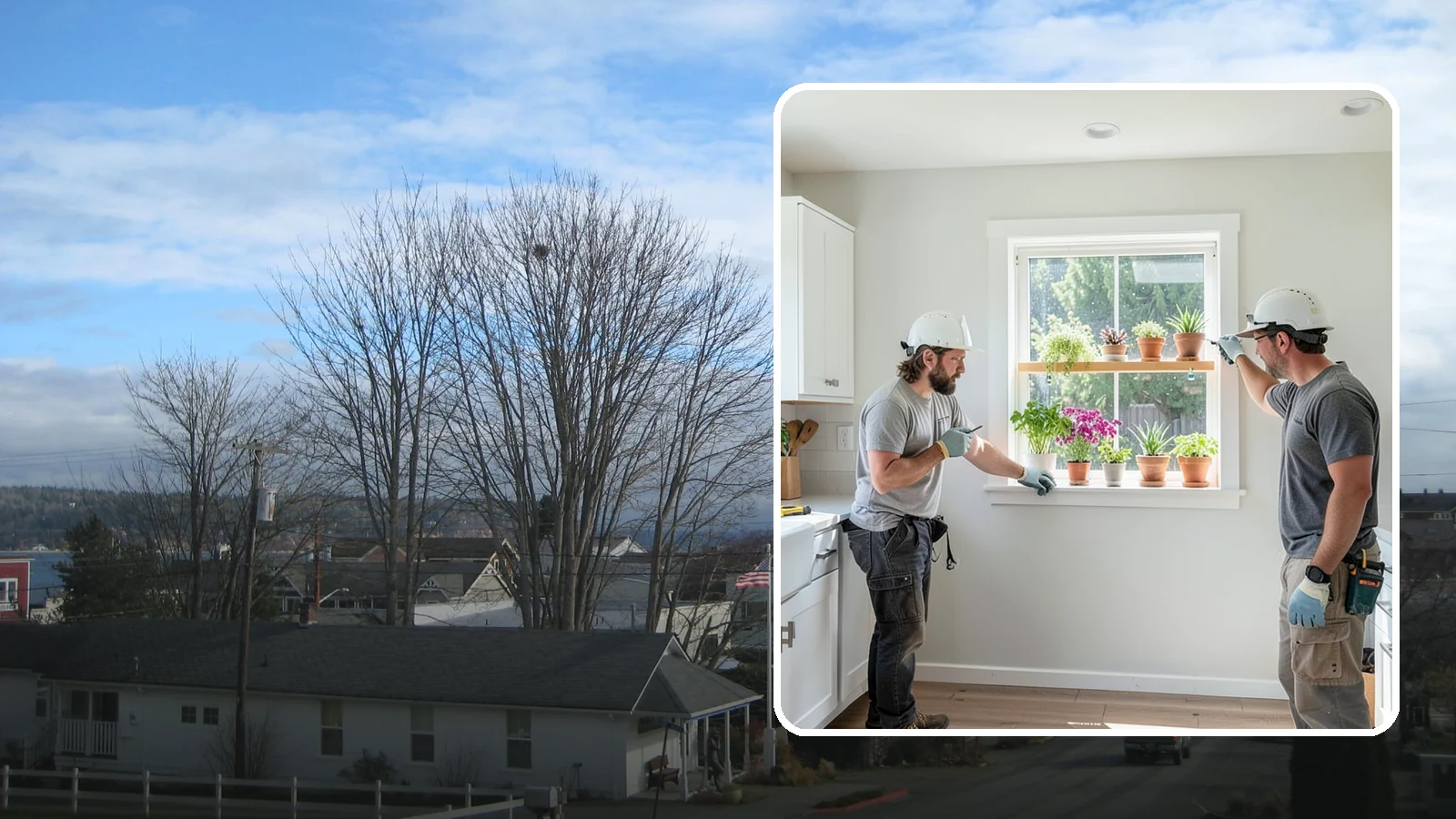 Garden Window Installation in Langley, Island County, WA - Installing projecting garden windows that create a sunny shelf for herbs, plants, and kitchen greenery.