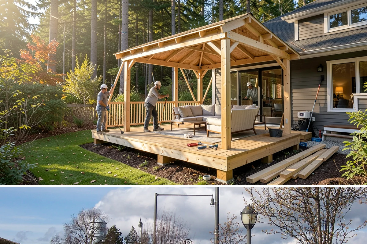 Garden Window Installation in Marysville, Snohomish County, WA - Garden window installs are best done in drier weather since the wall opening is temporarily extended outward.