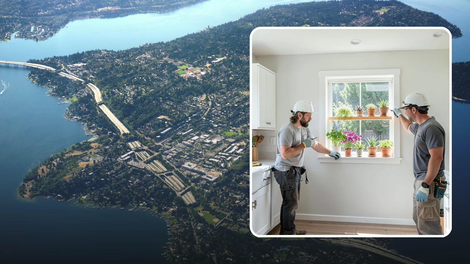Garden Window Installation in Mercer Island, King County, WA - Installing projecting garden windows that create a sunny shelf for herbs, plants, and kitchen greenery.