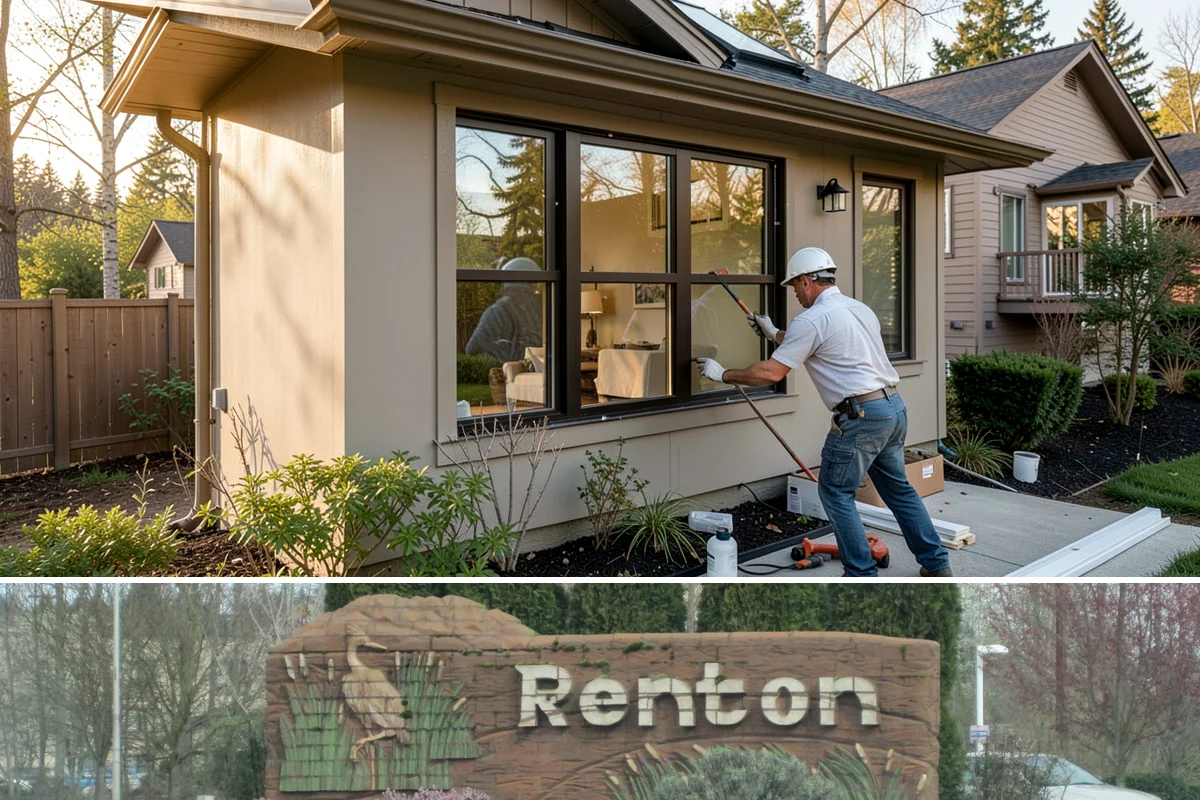 Garden Window Installation in Renton, King County, WA - Garden window installs are best done in drier weather since the wall opening is temporarily extended outward.
