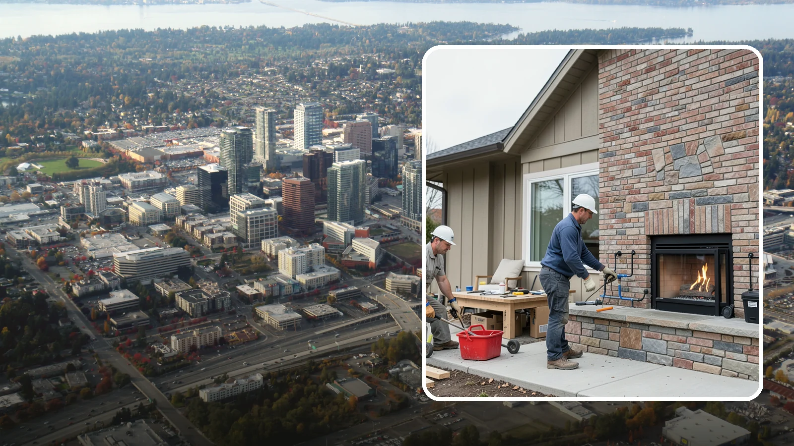 Gas Fireplace Installation in Bellevue, King County, WA - Clean-burning gas fireplaces installed with proper venting and code-compliant gas lines.