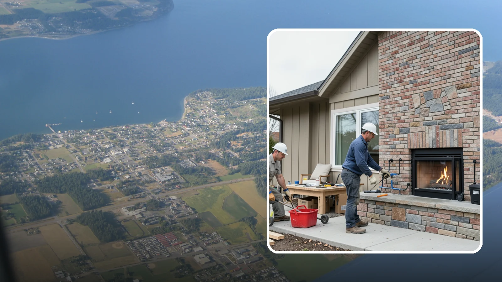 Gas Fireplace Installation in Coupeville, Island County, WA - Clean-burning gas fireplaces installed with proper venting and code-compliant gas lines.