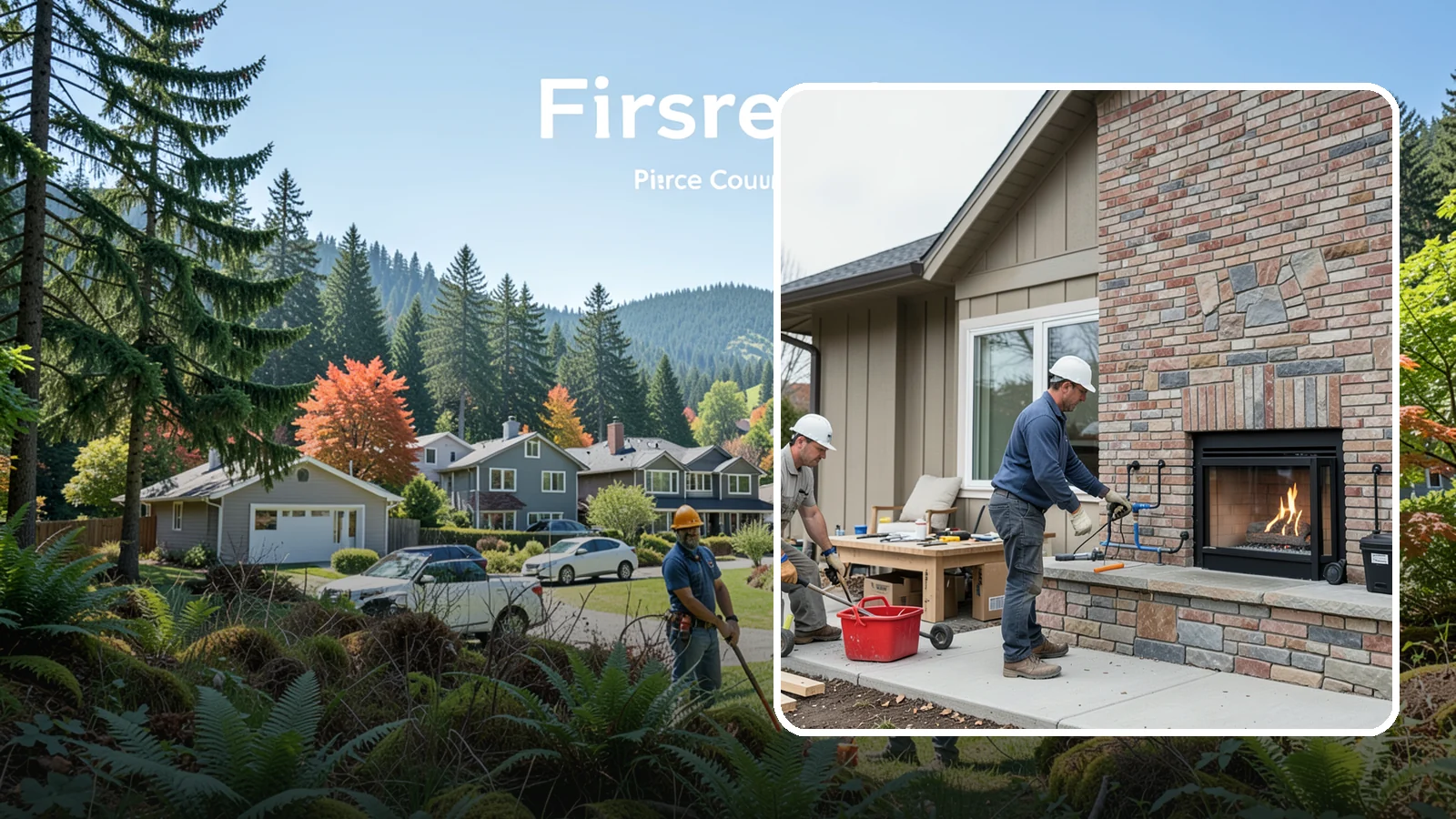 Gas Fireplace Installation in Fircrest, Pierce County, WA - Clean-burning gas fireplaces installed with proper venting and code-compliant gas lines.