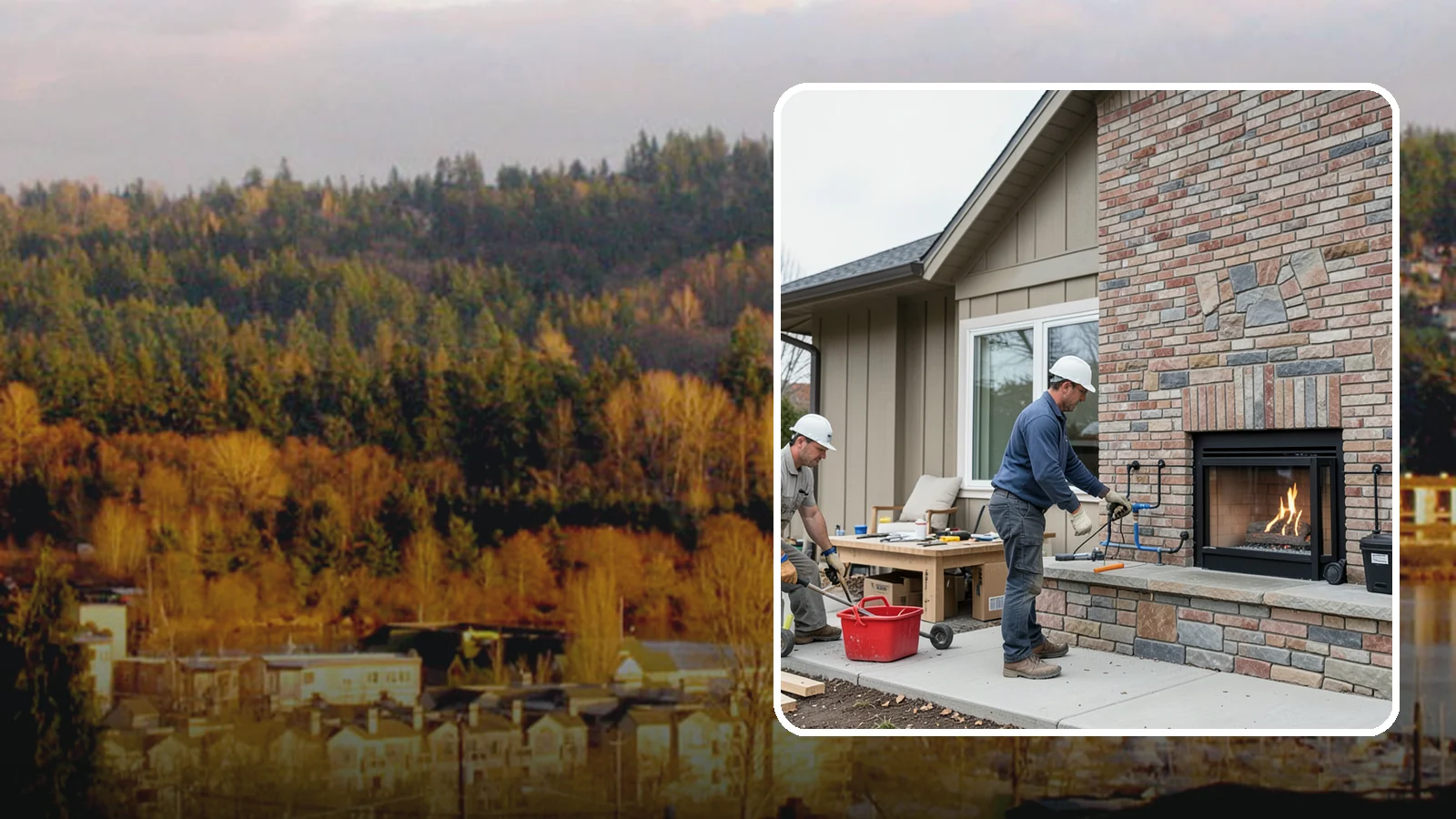 Gas Fireplace Installation in Kenmore, King County, WA - Clean-burning gas fireplaces installed with proper venting and code-compliant gas lines.