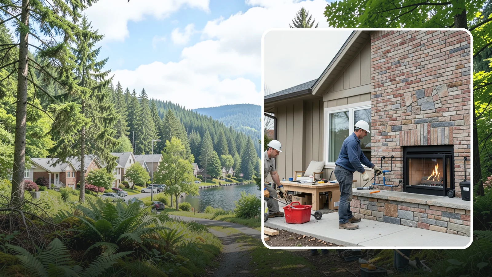 Gas Fireplace Installation in Lake Forest Park, King County, WA - Clean-burning gas fireplaces installed with proper venting and code-compliant gas lines.