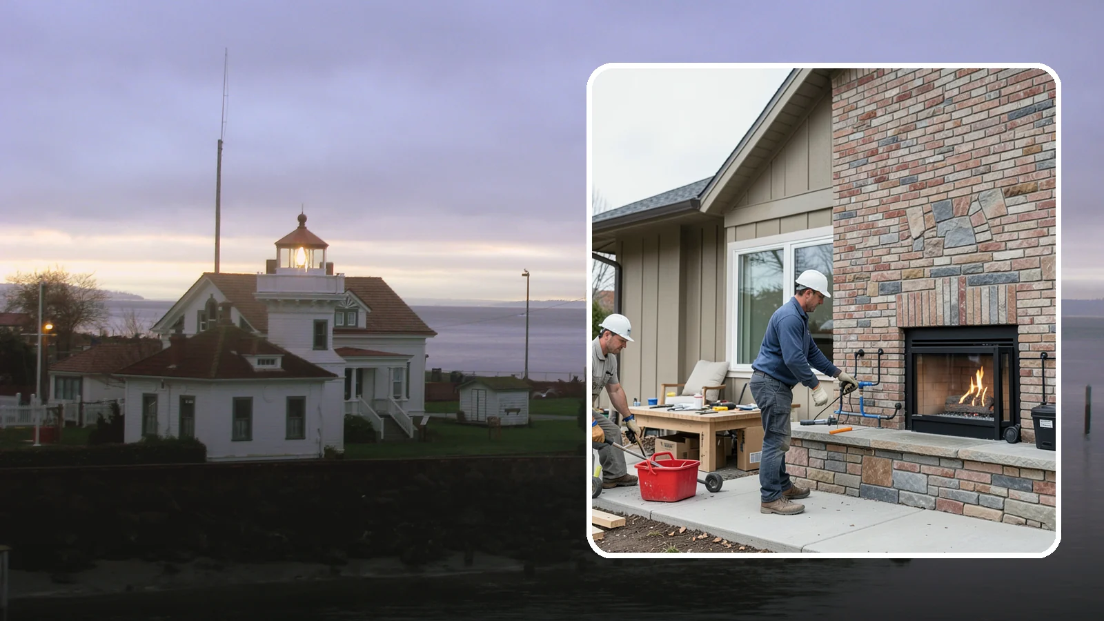 Gas Fireplace Installation in Mukilteo, Snohomish County, WA - Clean-burning gas fireplaces installed with proper venting and code-compliant gas lines.